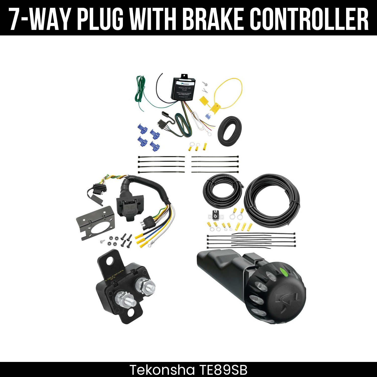 Trailer Wiring 7-Way Plug w/ Bracket , Tekonsha Voyager iD Smart Brake Control