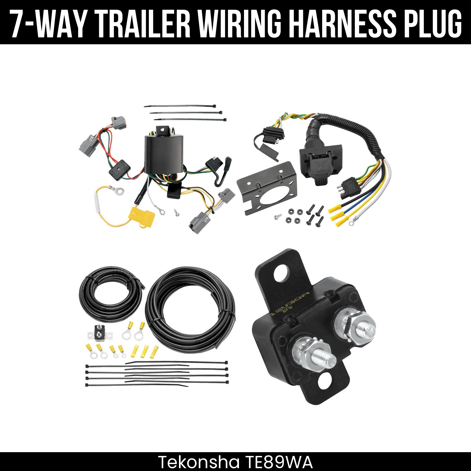 Trailer Wiring 7-Way Plug w/ Bracket