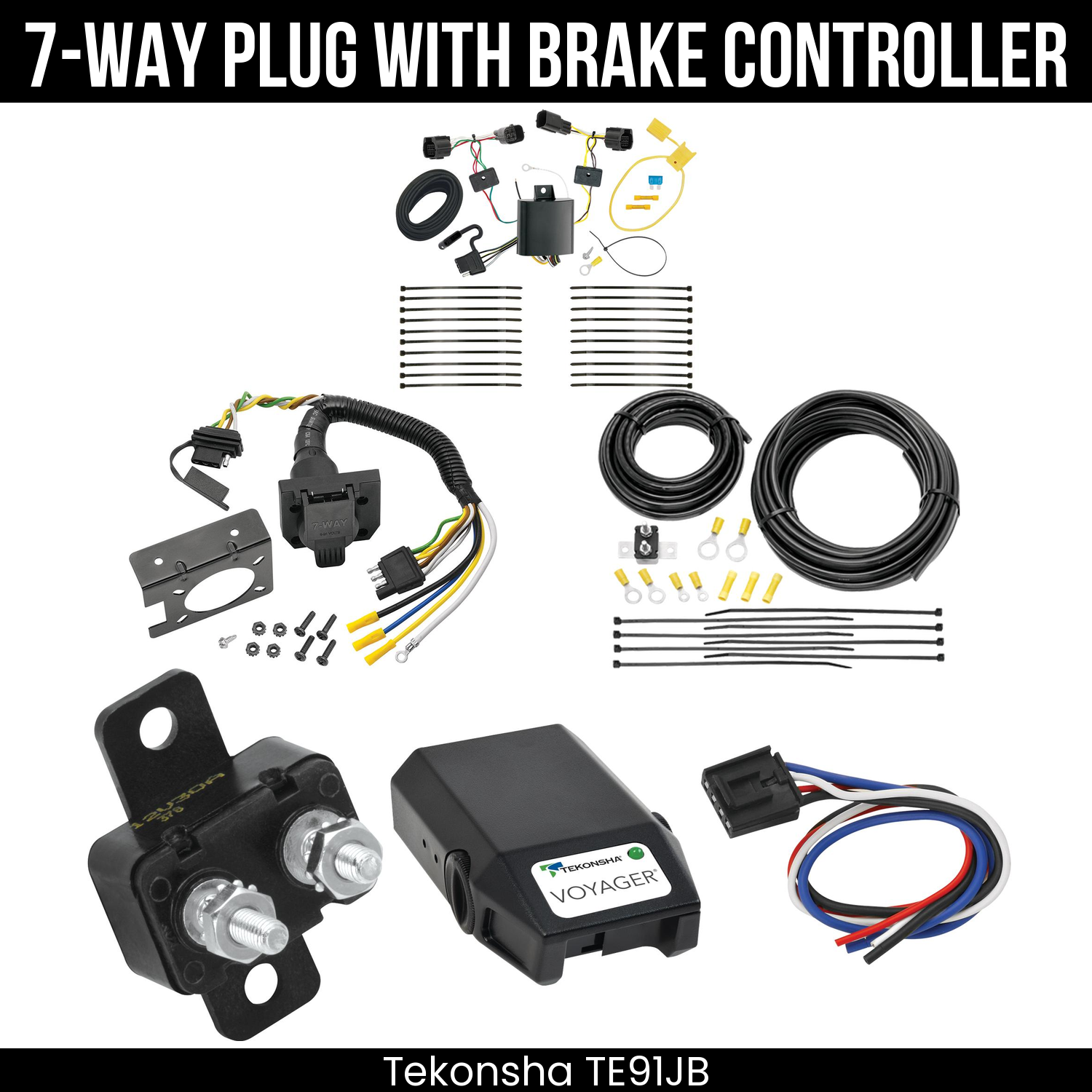 Trailer Wiring 7-Way Plug w/ Bracket , Tekonsha Voyager Brake Control