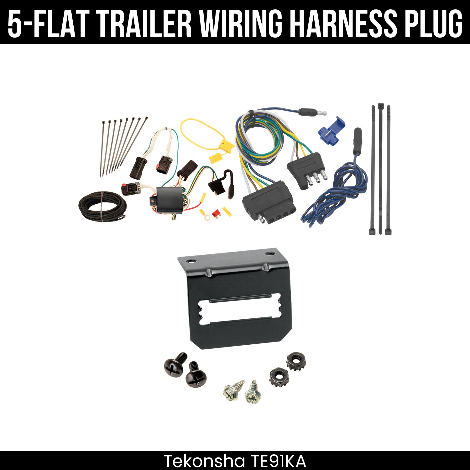 Trailer Wiring 5-Flat Plug w/ Bracket