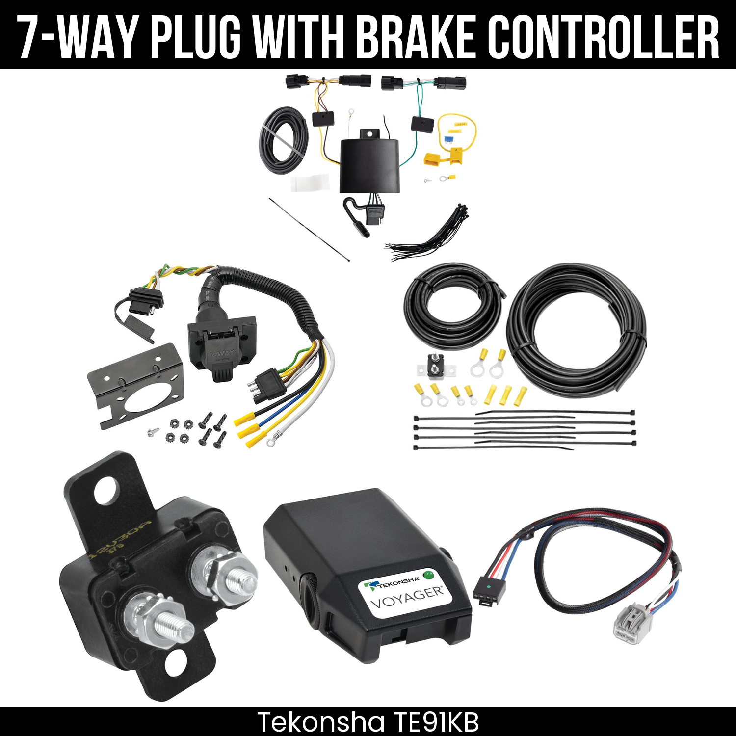 Trailer Wiring 7-Way Plug w/ Bracket , Tekonsha Voyager Brake Control