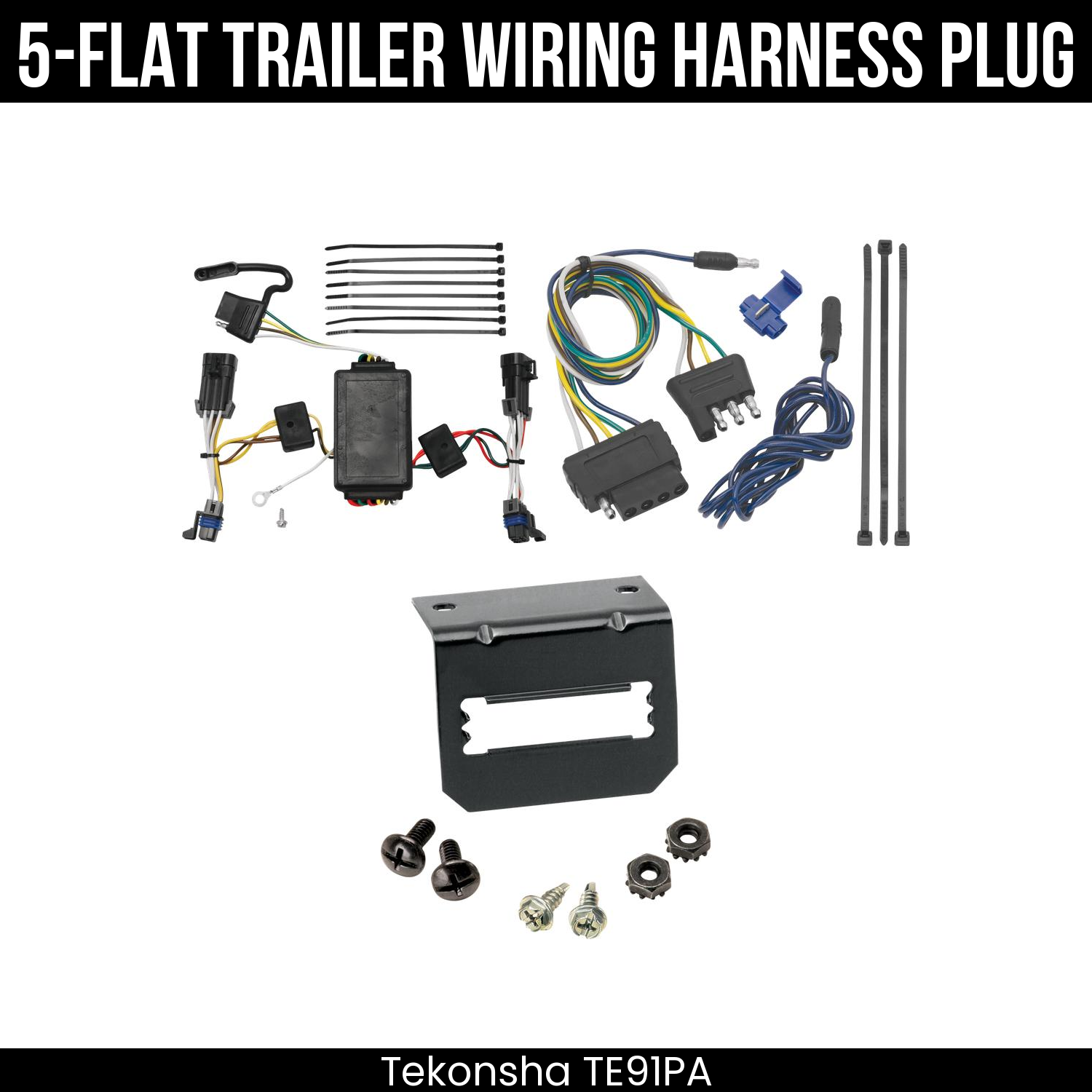 Trailer Wiring 5-Flat Plug w/ Bracket