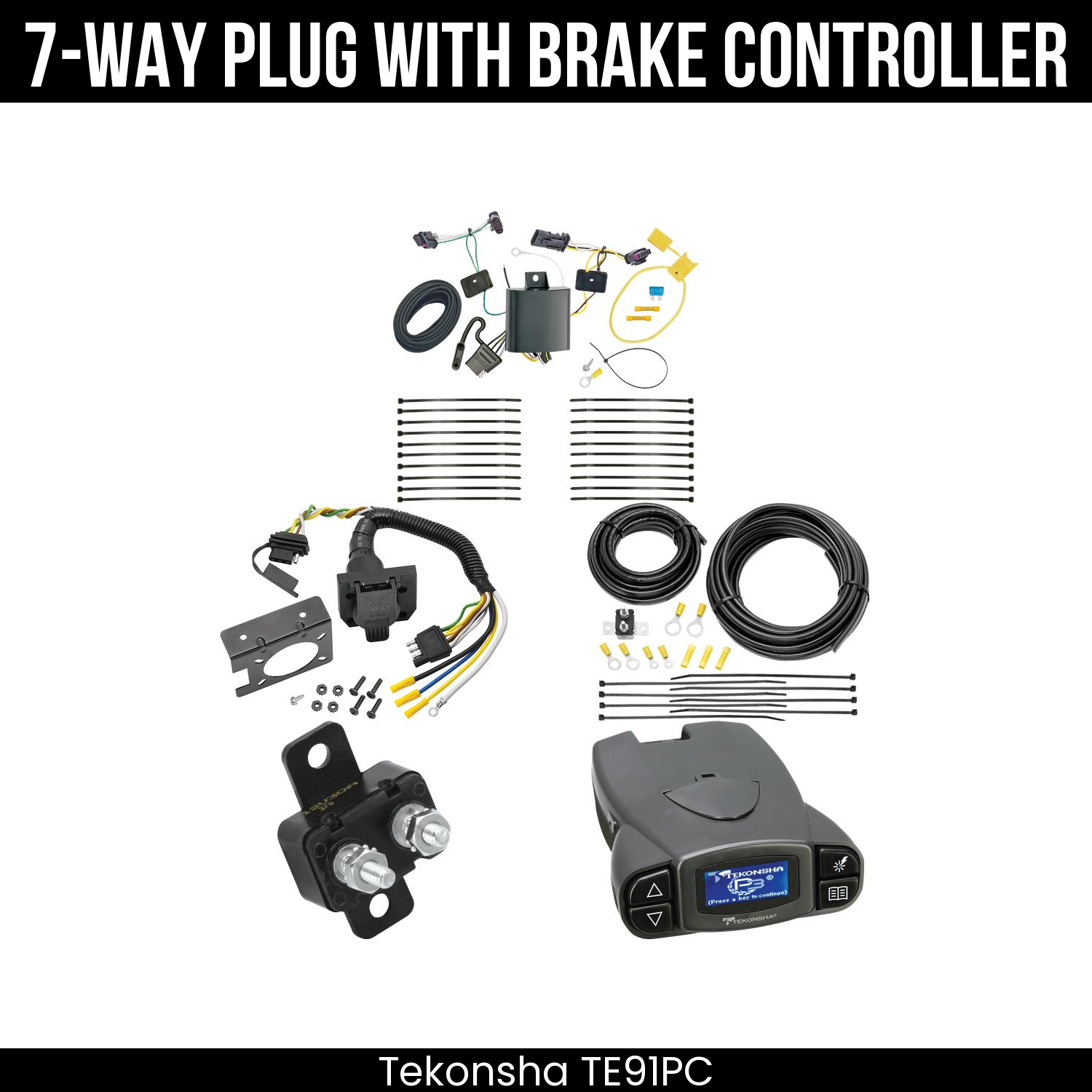 Trailer Wiring 7-Way Plug w/ Bracket , Tekonsha Prodigy P3 Brake Control