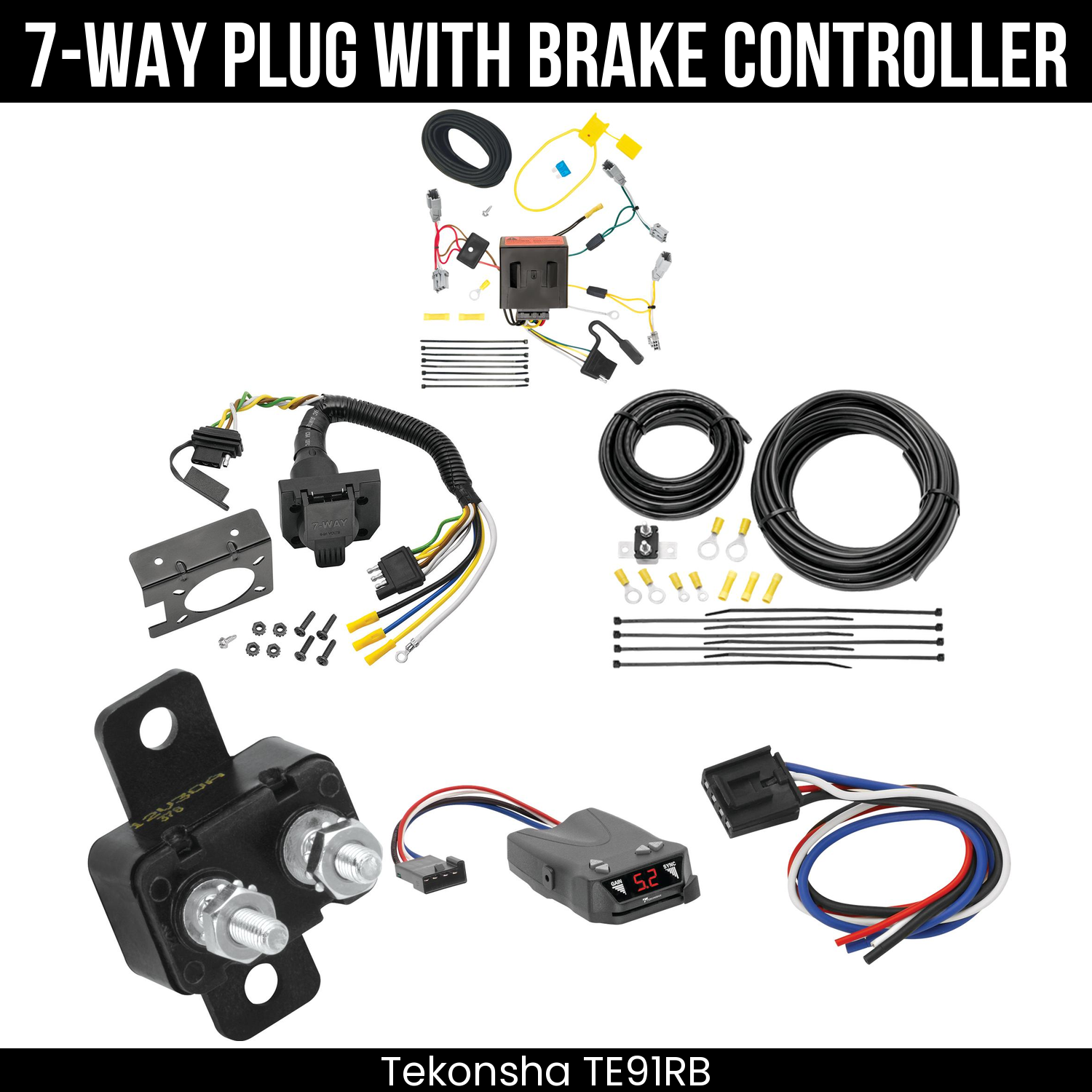Trailer Wiring 7-Way Plug w/ Bracket , Tekonsha Brakeman IV Brake Control