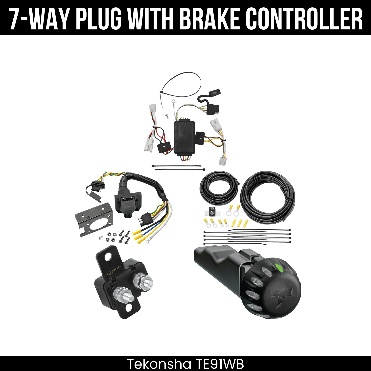 Trailer Wiring 7-Way Plug w/ Bracket , Tekonsha Voyager iD Smart Brake Control