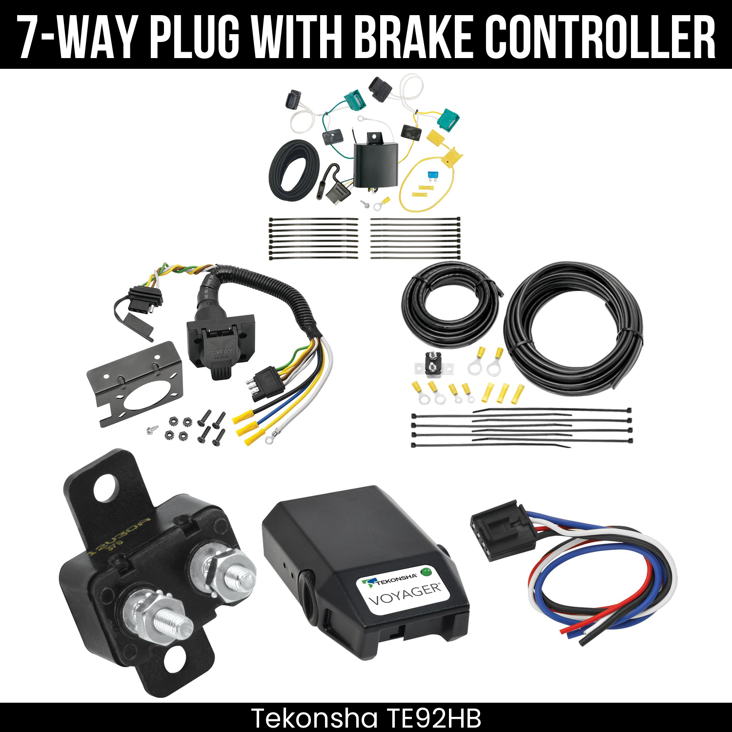 Trailer Wiring 7-Way Plug w/ Bracket , Tekonsha Voyager Brake Control