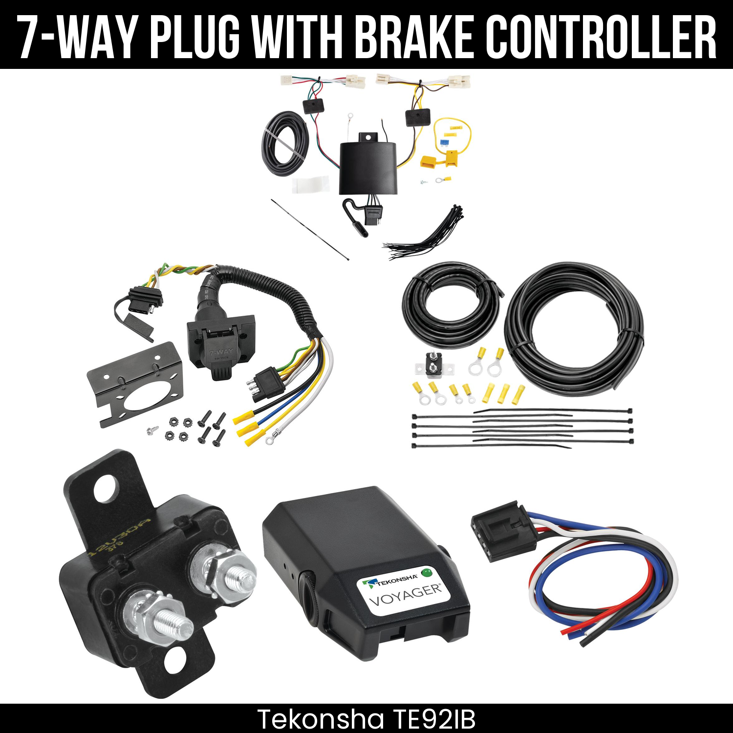 Trailer Wiring 7-Way Plug w/ Bracket , Tekonsha Voyager Brake Control