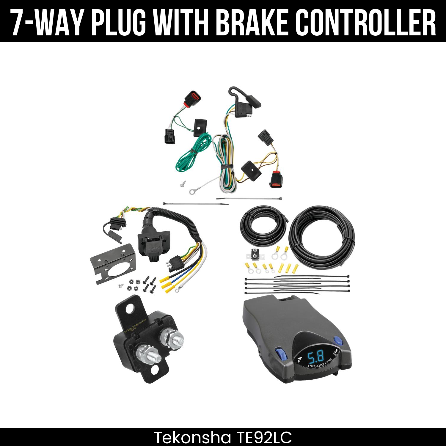 Trailer Wiring 7-Way Plug w/ Bracket , Tekonsha Prodigy P2 Brake Control