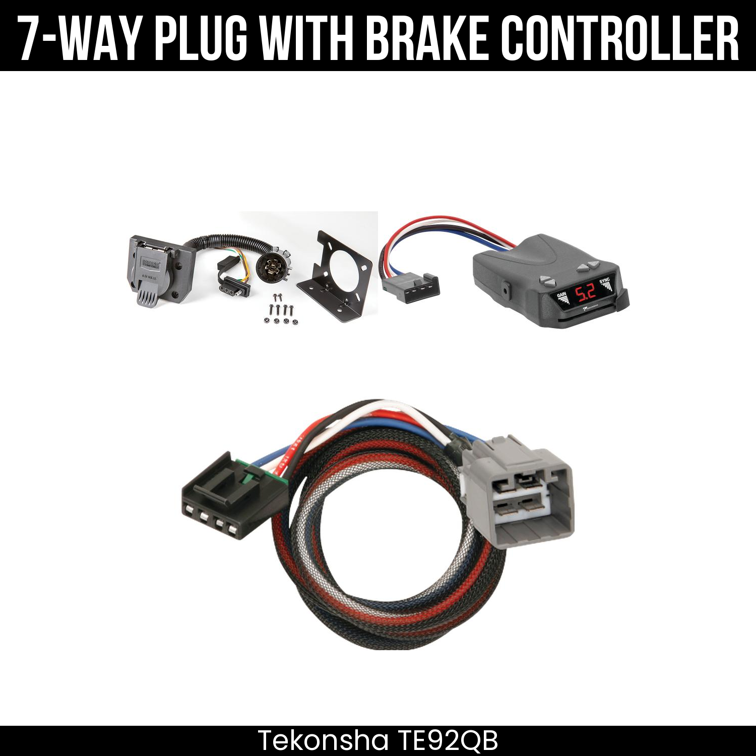 Trailer Wiring 7-Way Plug w/ Bracket , Tekonsha Brakeman IV Brake Control