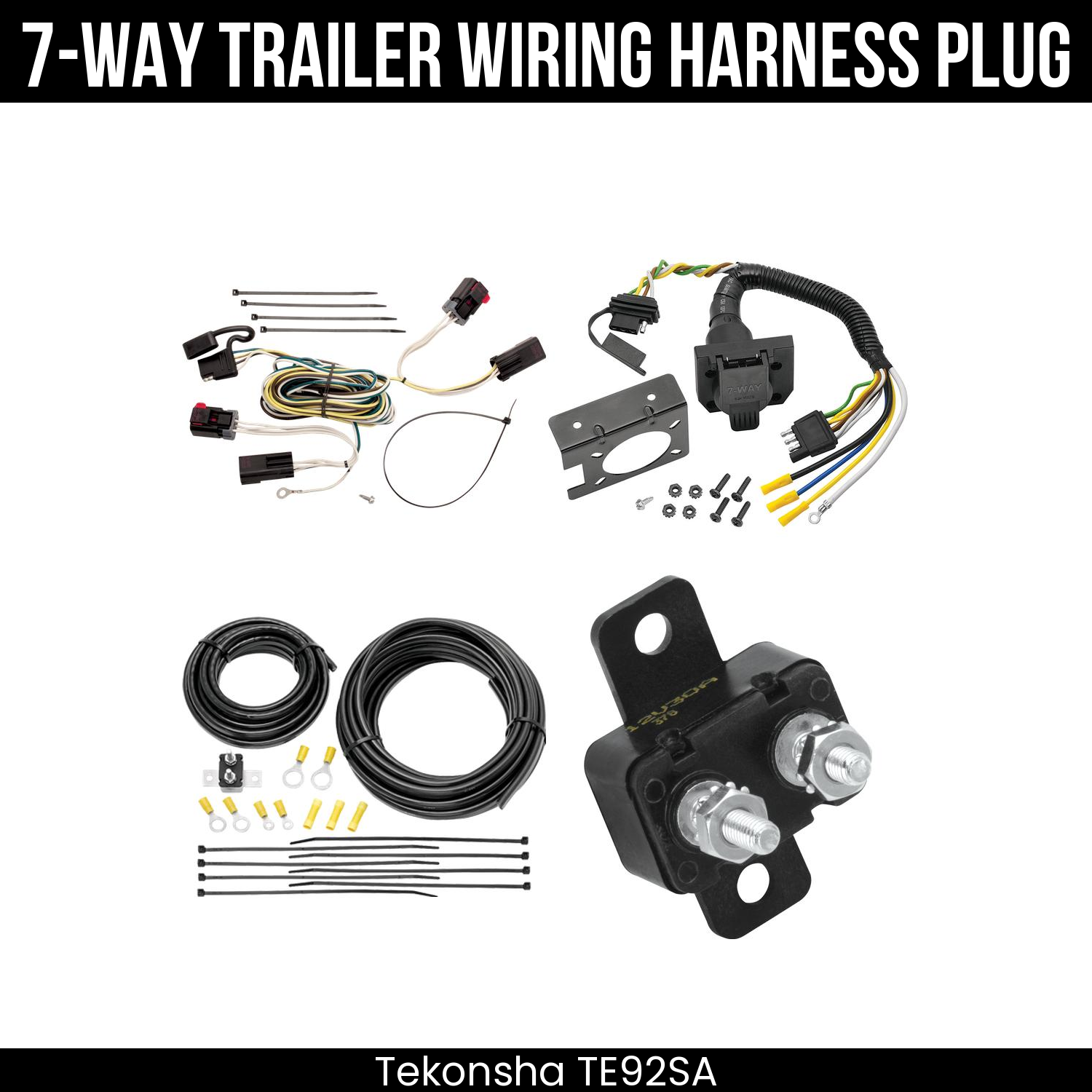 Trailer Wiring 7-Way Plug w/ Bracket