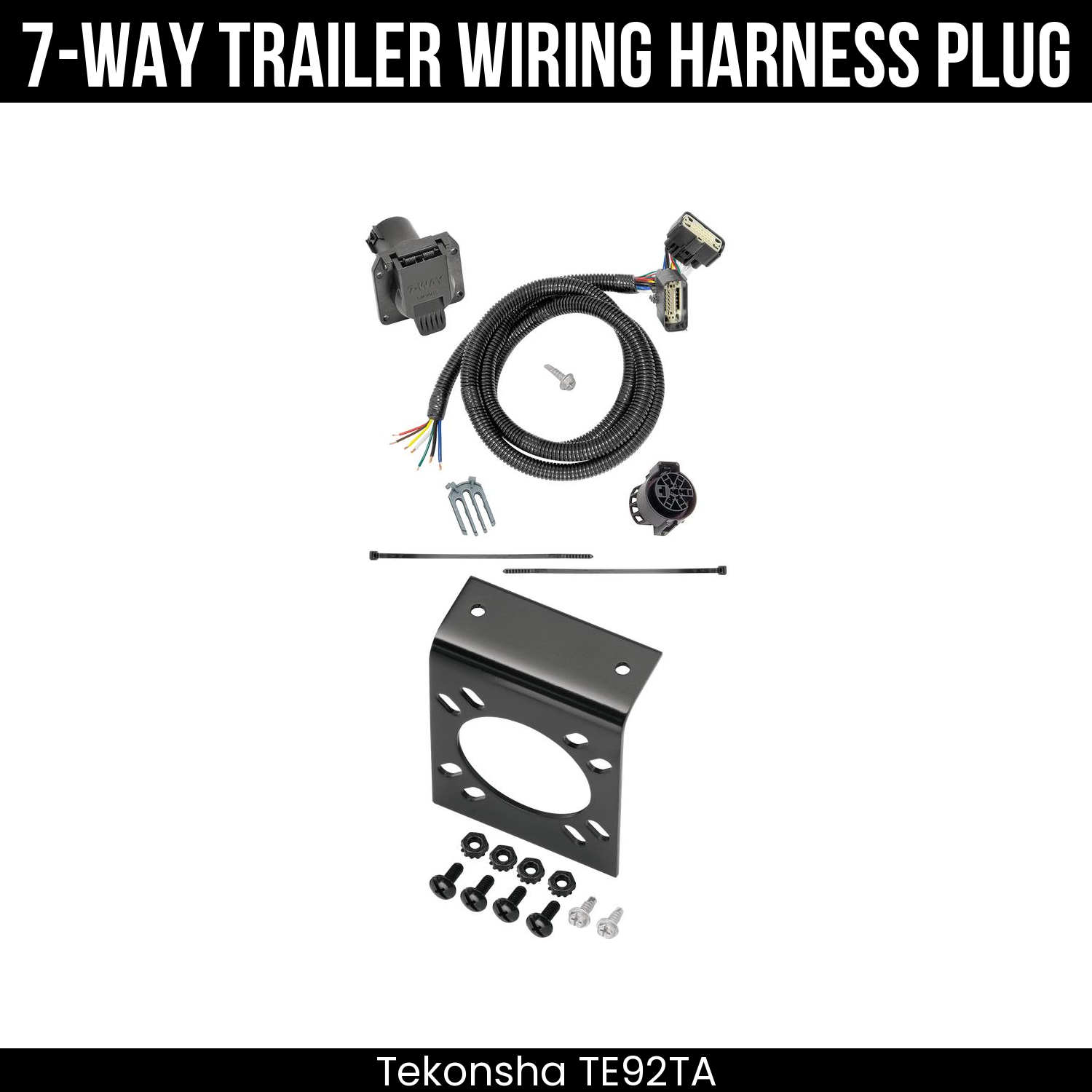 Trailer Wiring 7-Way Plug w/ Bracket