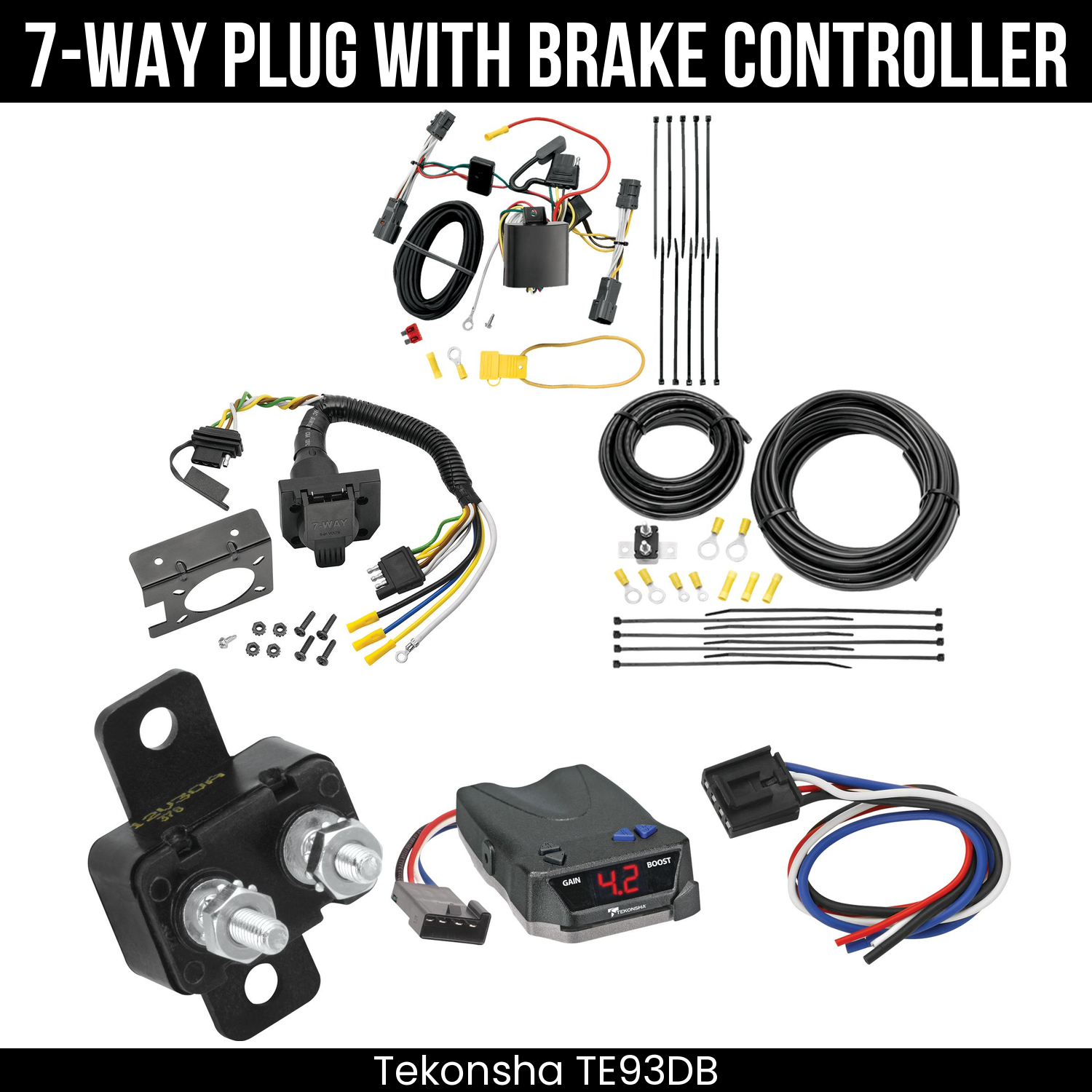 Trailer Wiring 7-Way Plug w/ Bracket , Tekonsha Brake EVN Control