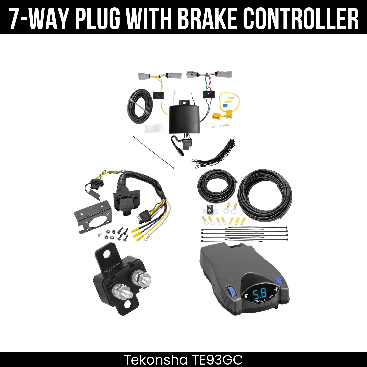 Trailer Wiring 7-Way Plug w/ Bracket , Tekonsha Prodigy P2 Brake Control