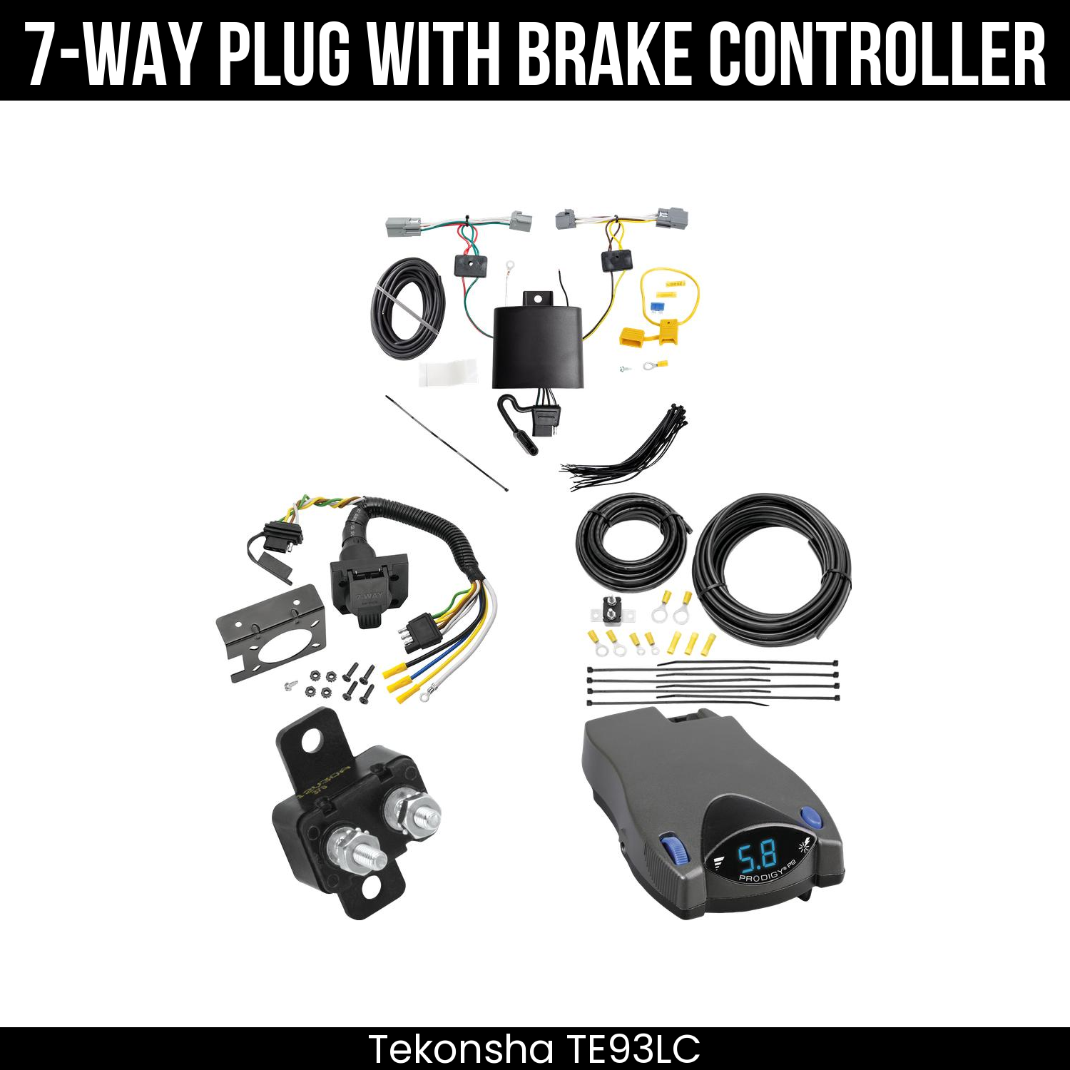 Trailer Wiring 7-Way Plug w/ Bracket , Tekonsha Prodigy P2 Brake Control