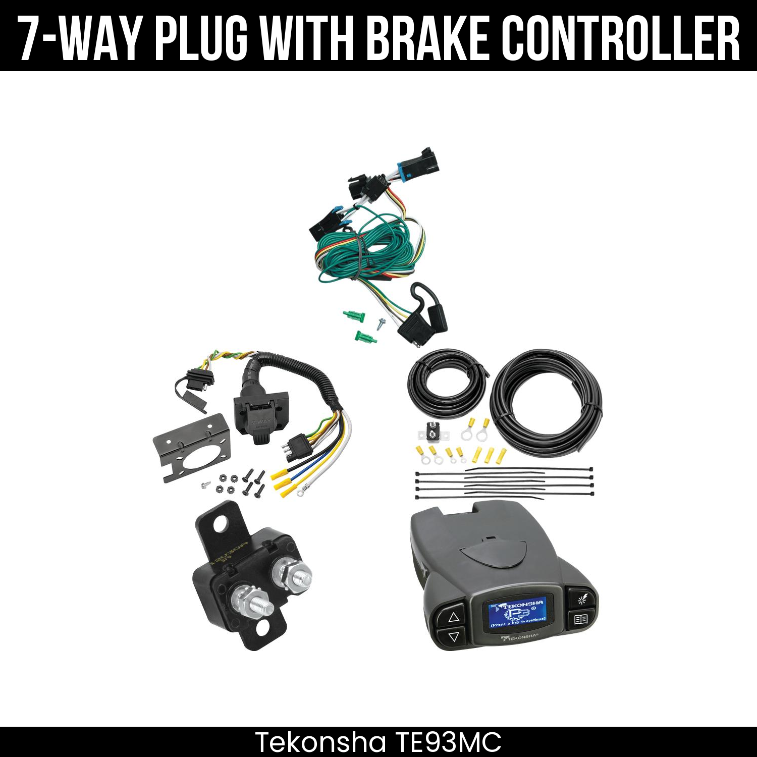 Trailer Wiring 7-Way Plug w/ Bracket , Tekonsha Prodigy P3 Brake Control