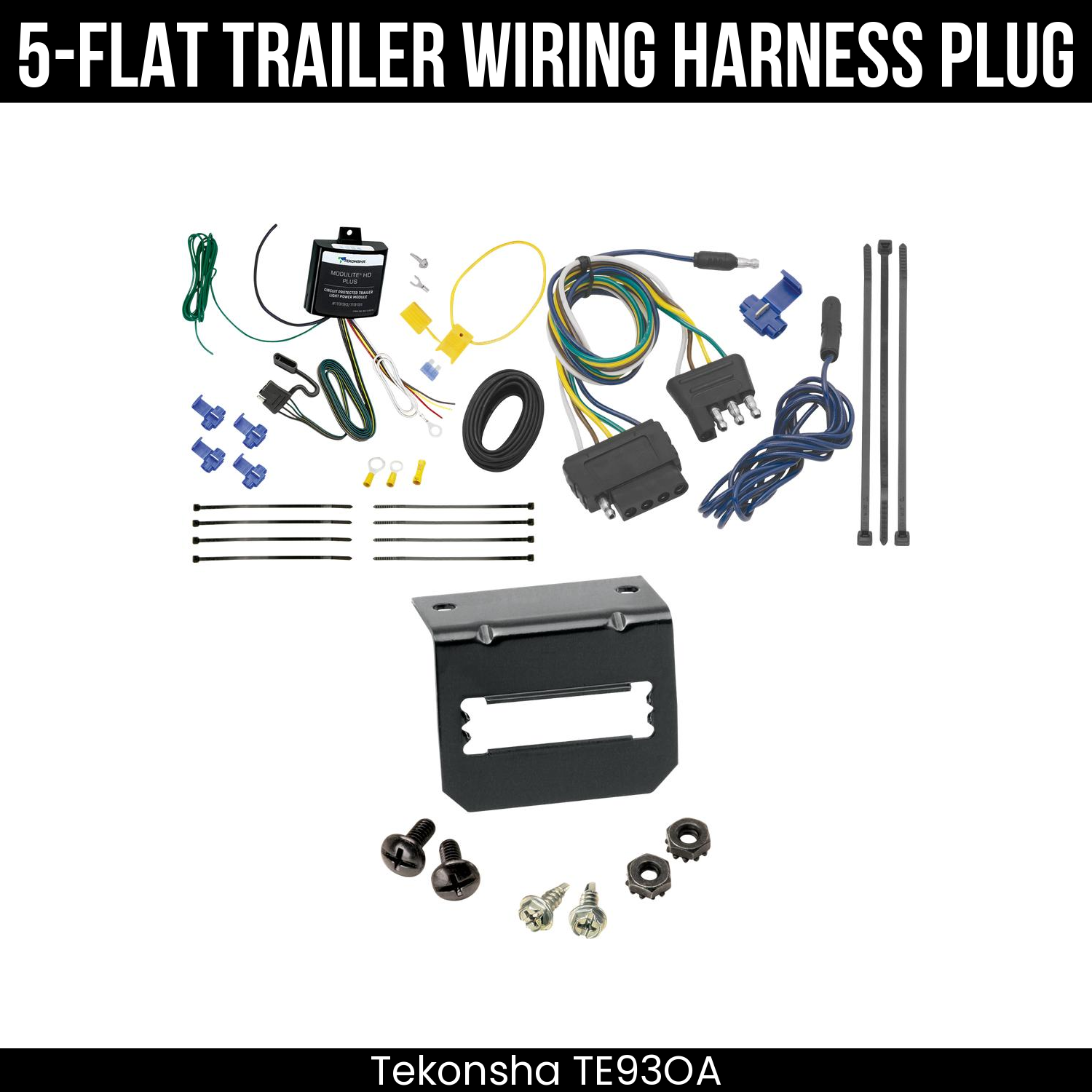 Trailer Wiring 5-Flat Plug w/ Bracket