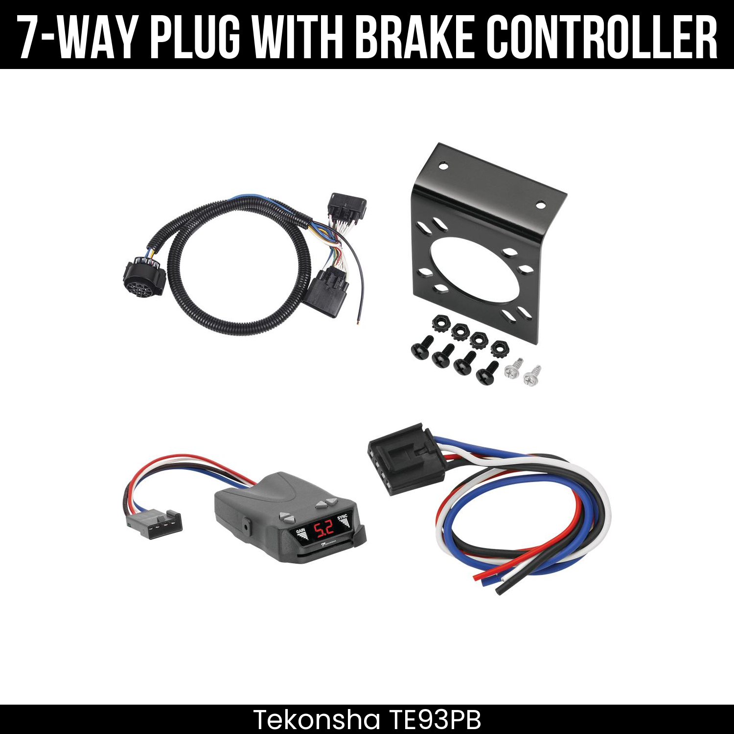Trailer Wiring 7-Way Plug w/ Bracket , Tekonsha Brakeman IV Brake Control