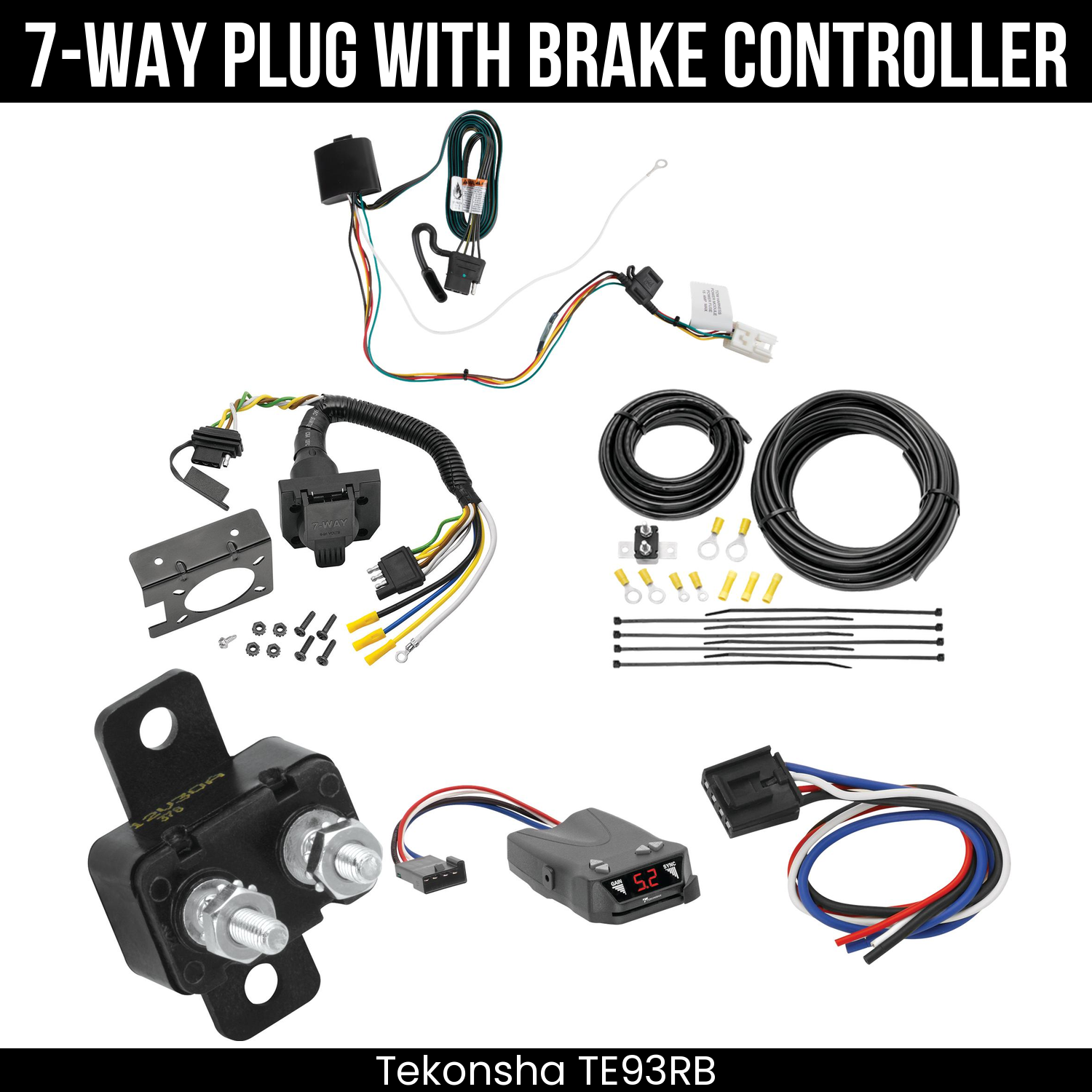 Trailer Wiring 7-Way Plug w/ Bracket , Tekonsha Brakeman IV Brake Control
