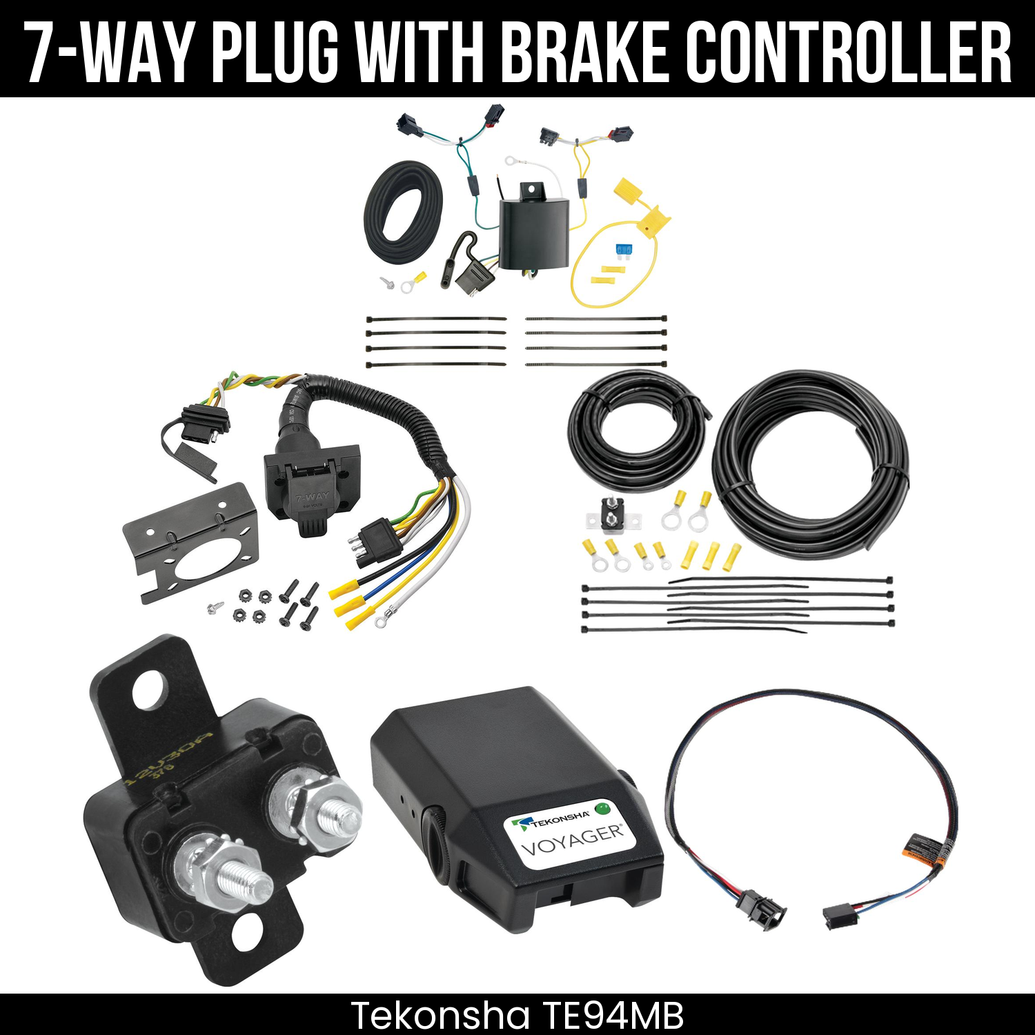 Trailer Wiring 7-Way Plug w/ Bracket , Tekonsha Voyager Brake Control
