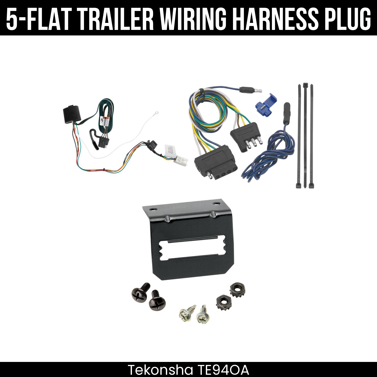 Trailer Wiring 5-Flat Plug w/ Bracket