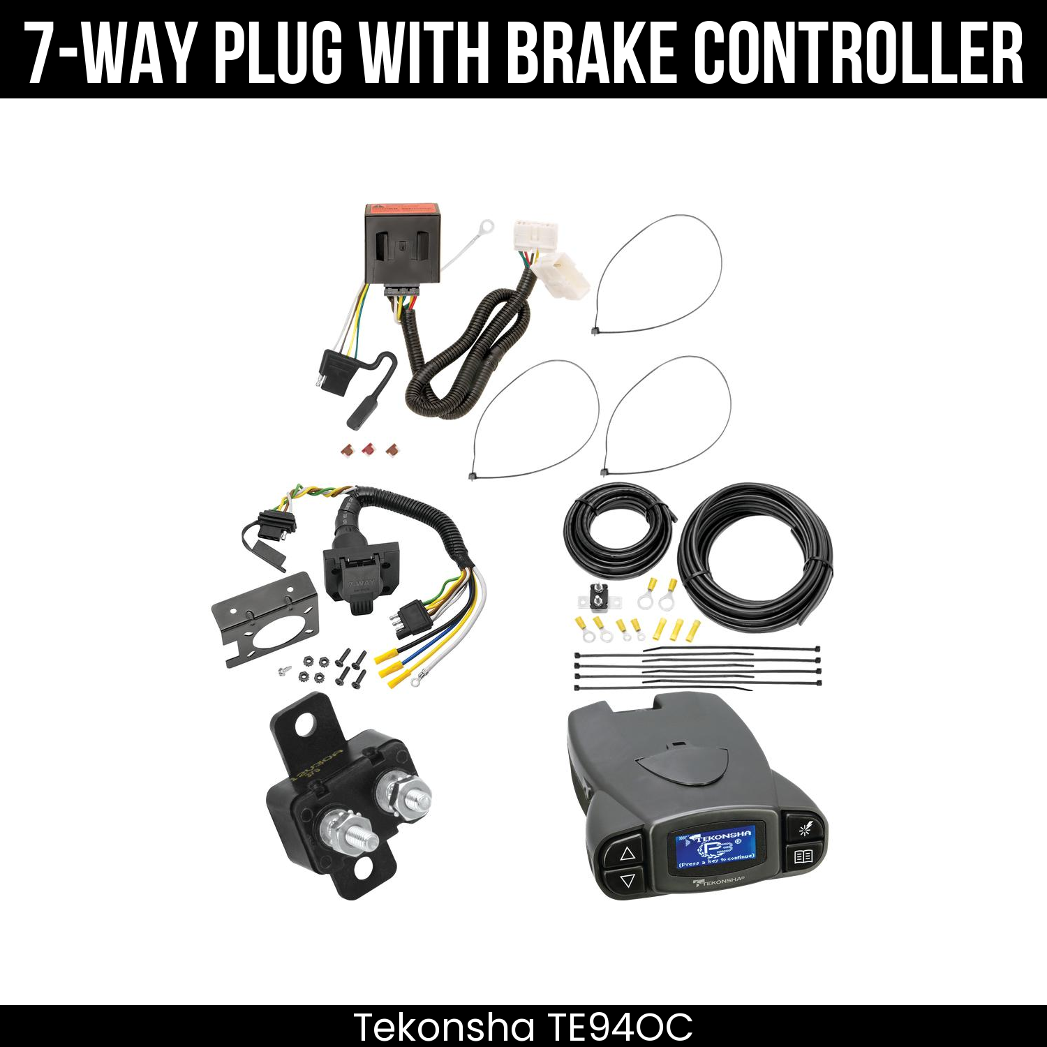Trailer Wiring 7-Way Plug w/ Bracket , Tekonsha Prodigy P3 Brake Control
