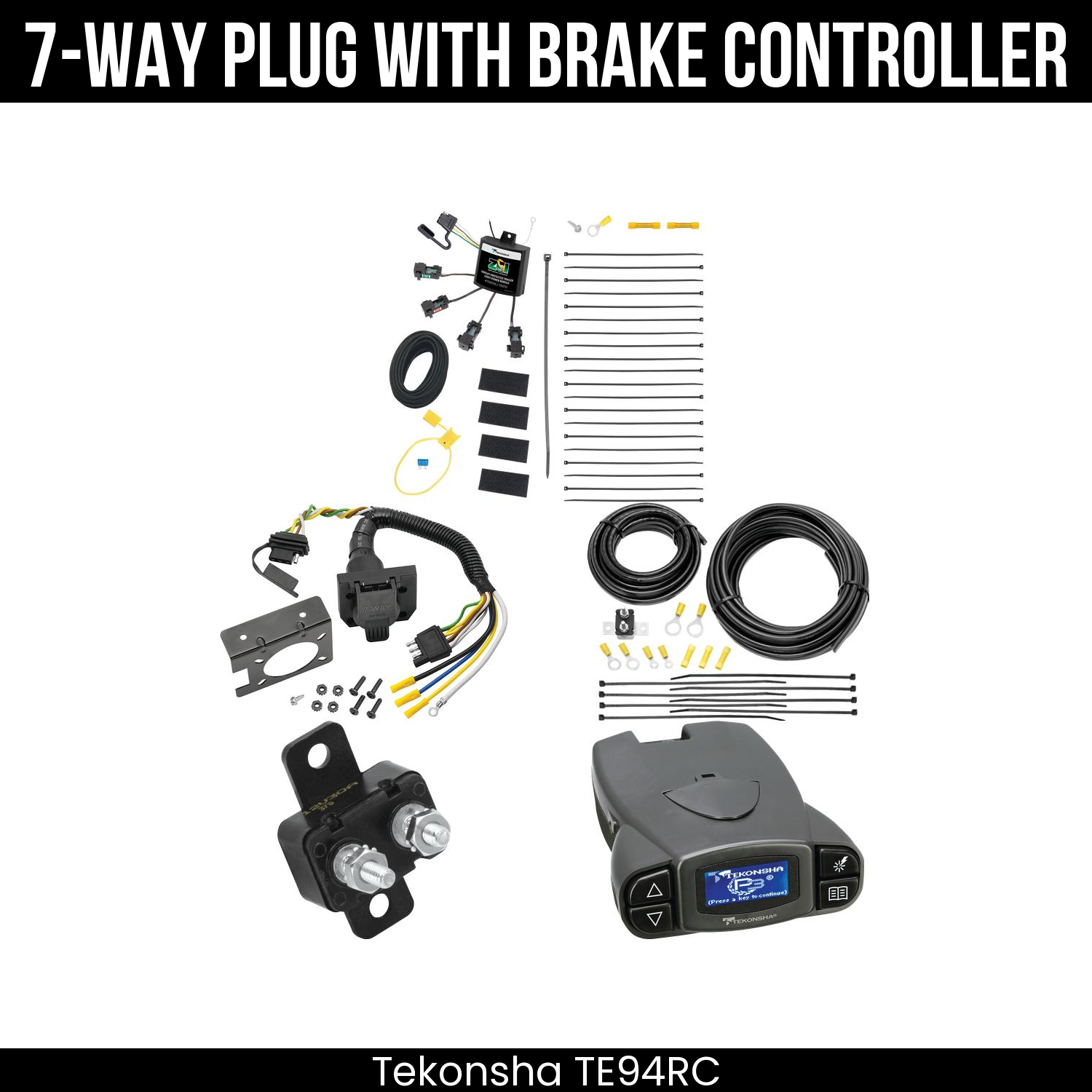 Trailer Wiring 7-Way Plug w/ Bracket , Tekonsha Prodigy P3 Brake Control