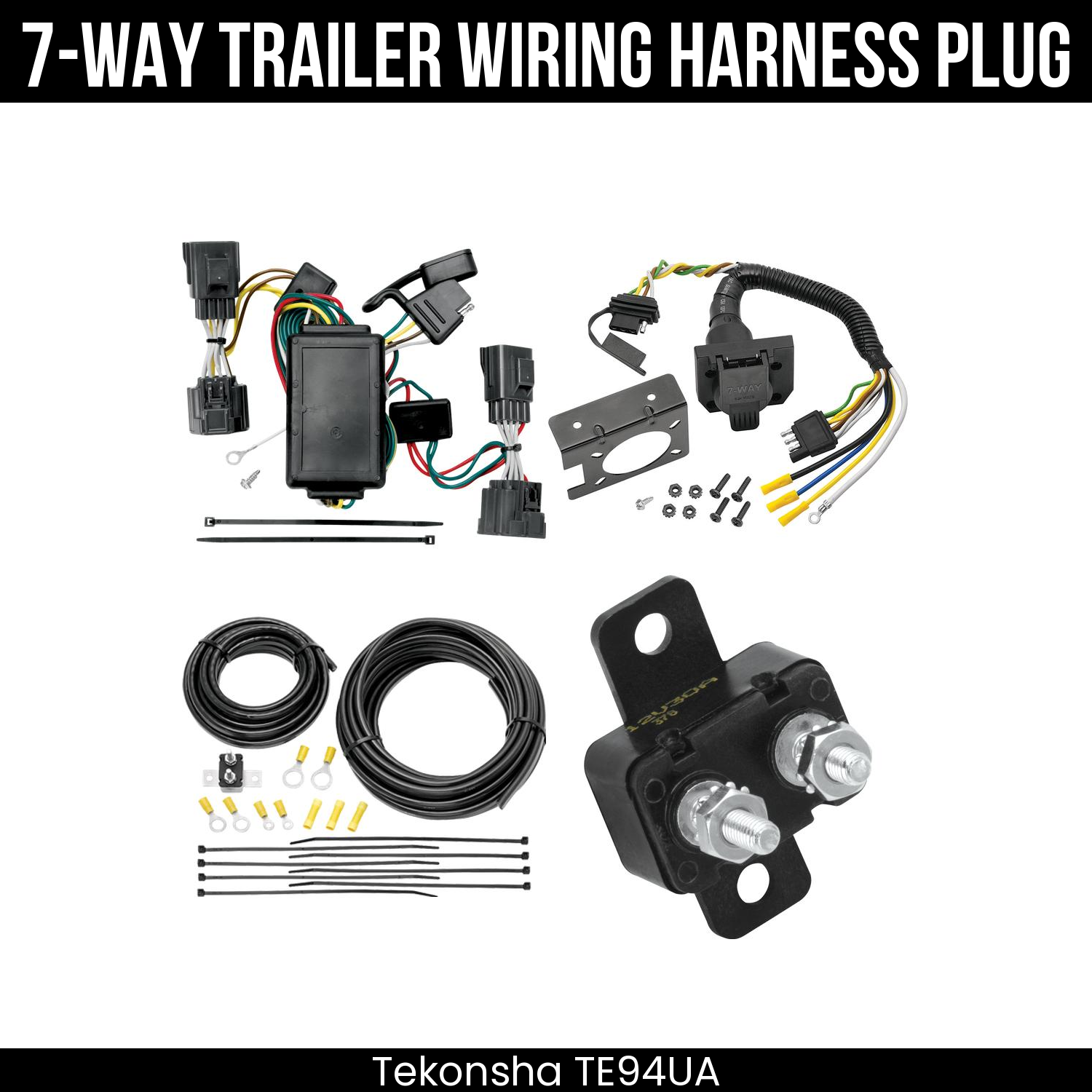 Trailer Wiring 7-Way Plug w/ Bracket