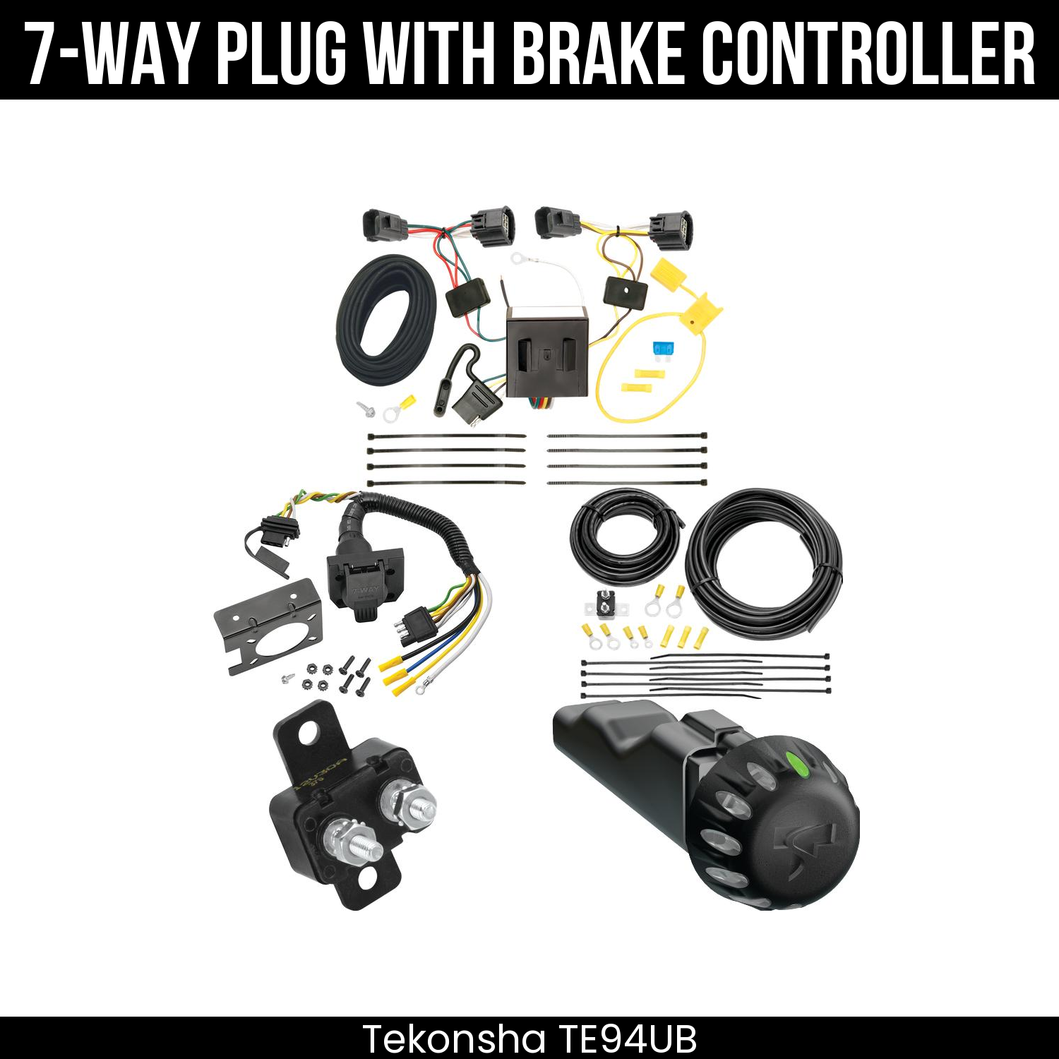 Trailer Wiring 7-Way Plug w/ Bracket , Tekonsha Voyager iD Smart Brake Control