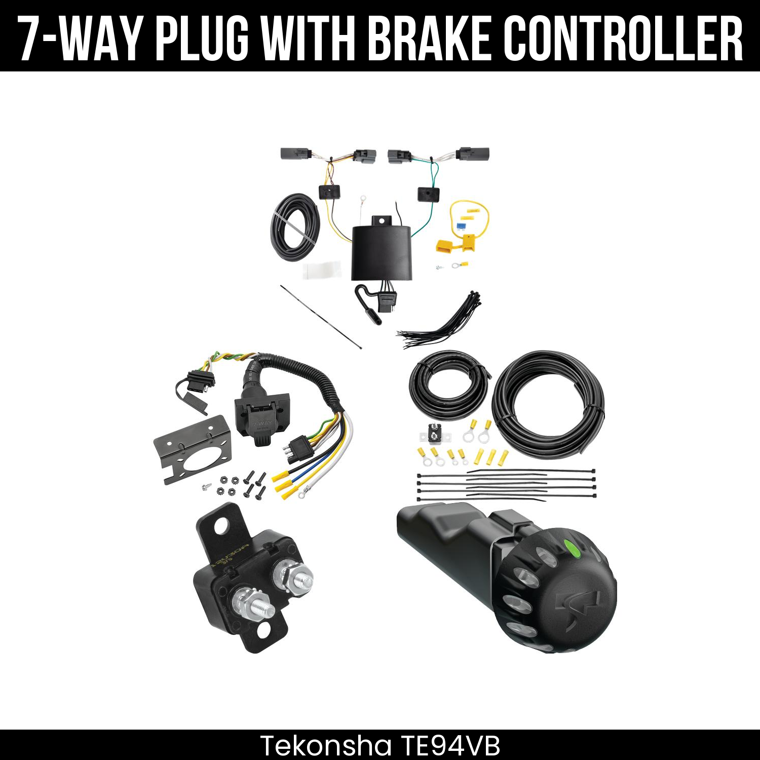Trailer Wiring 7-Way Plug w/ Bracket , Tekonsha Voyager iD Smart Brake Control