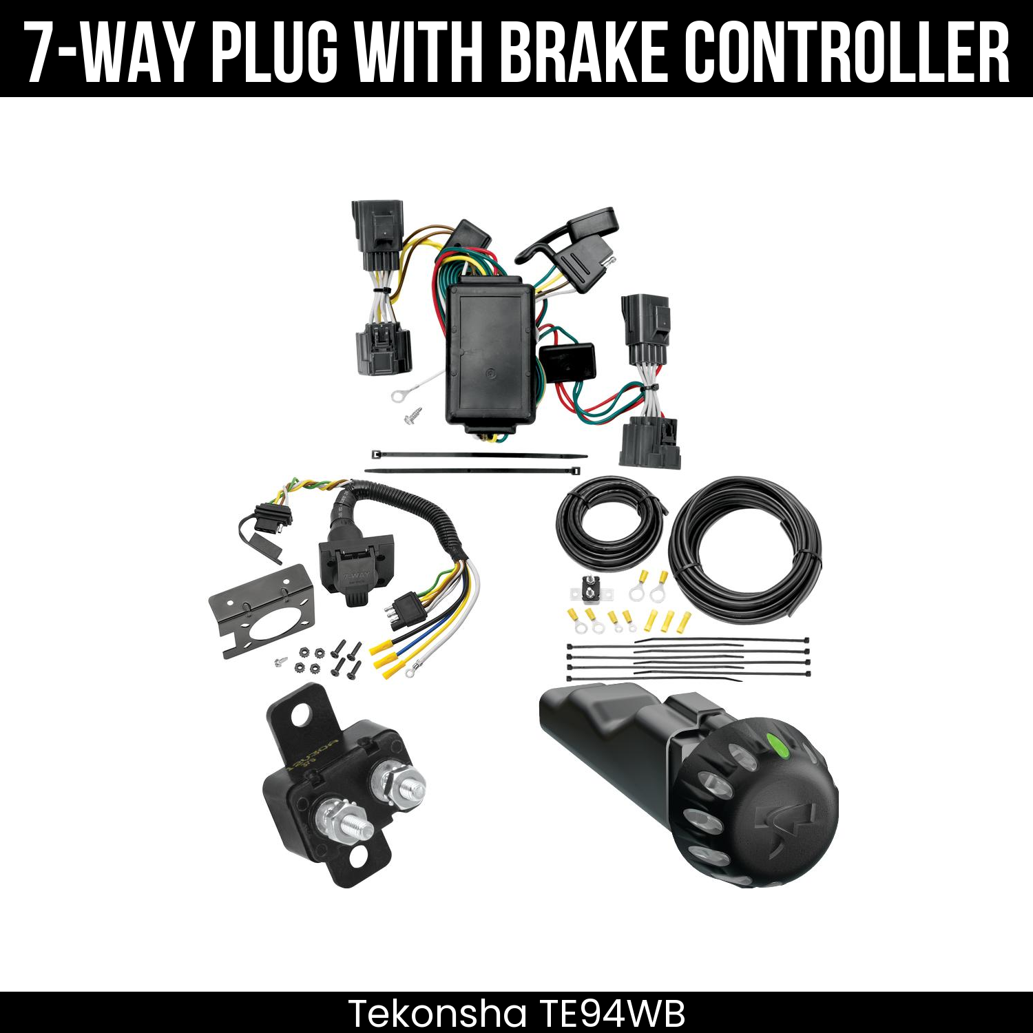 Trailer Wiring 7-Way Plug w/ Bracket , Tekonsha Voyager iD Smart Brake Control