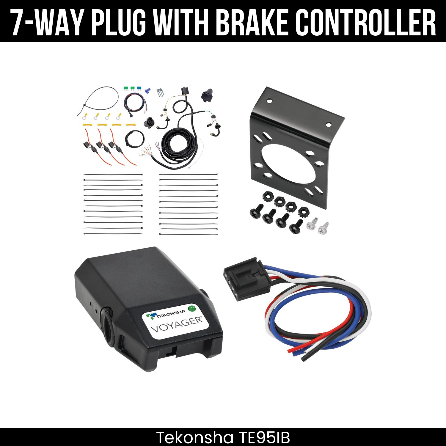 Trailer Wiring 7-Way Plug w/ Bracket , Tekonsha Voyager Brake Control