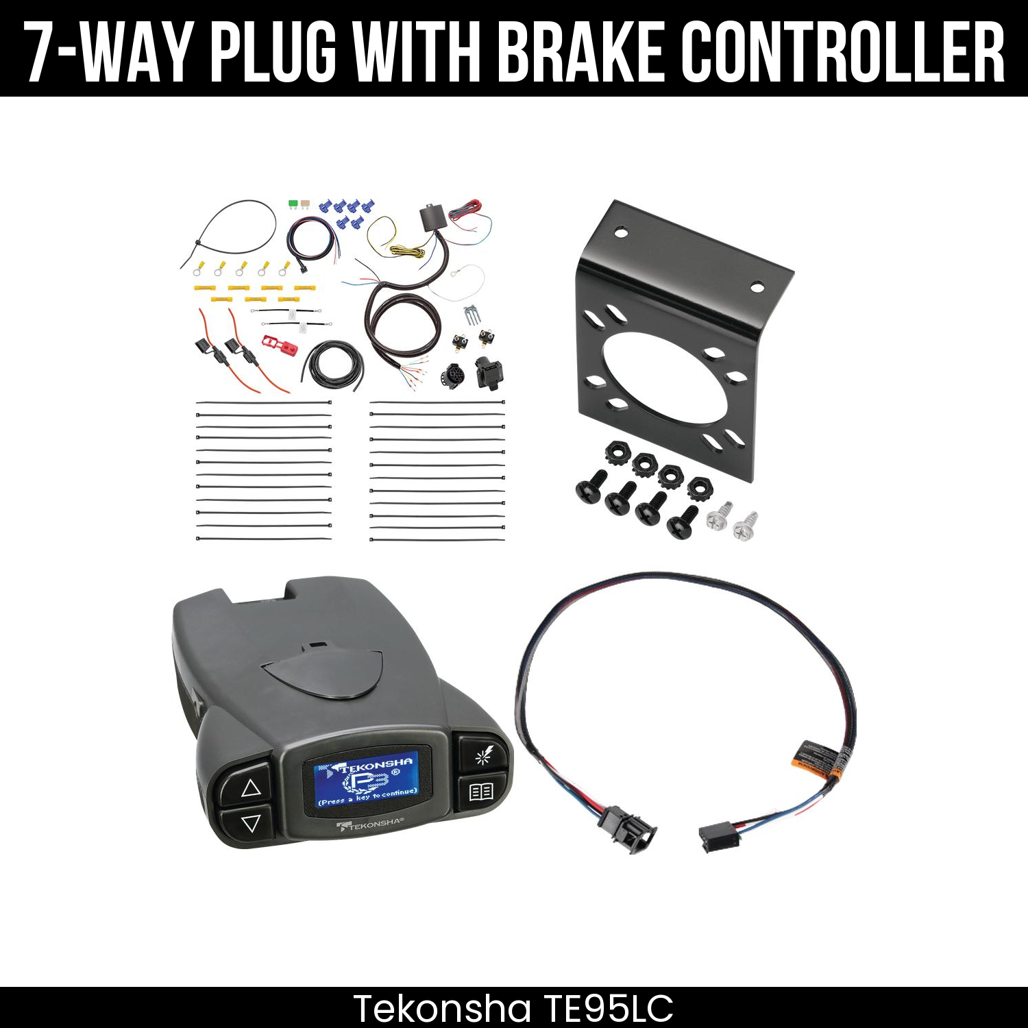 Trailer Wiring 7-Way Plug w/ Bracket , Tekonsha Prodigy P3 Brake Control