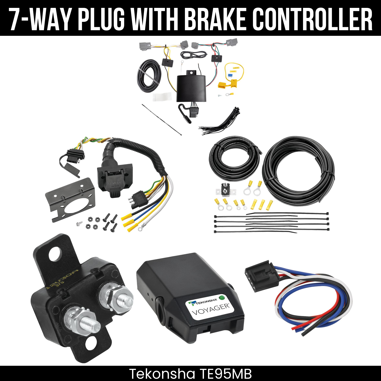 Trailer Wiring 7-Way Plug w/ Bracket , Tekonsha Voyager Brake Control