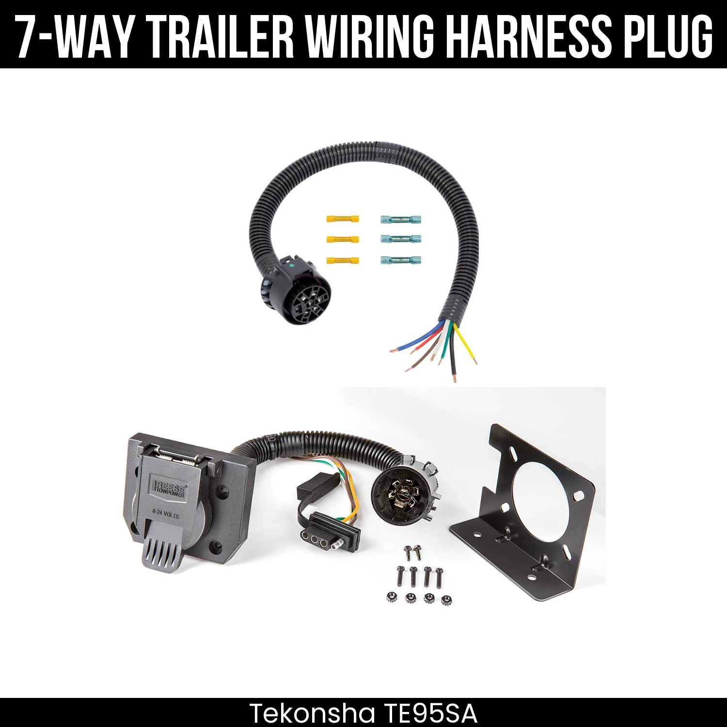 Trailer Wiring 7-Way Plug w/ Bracket