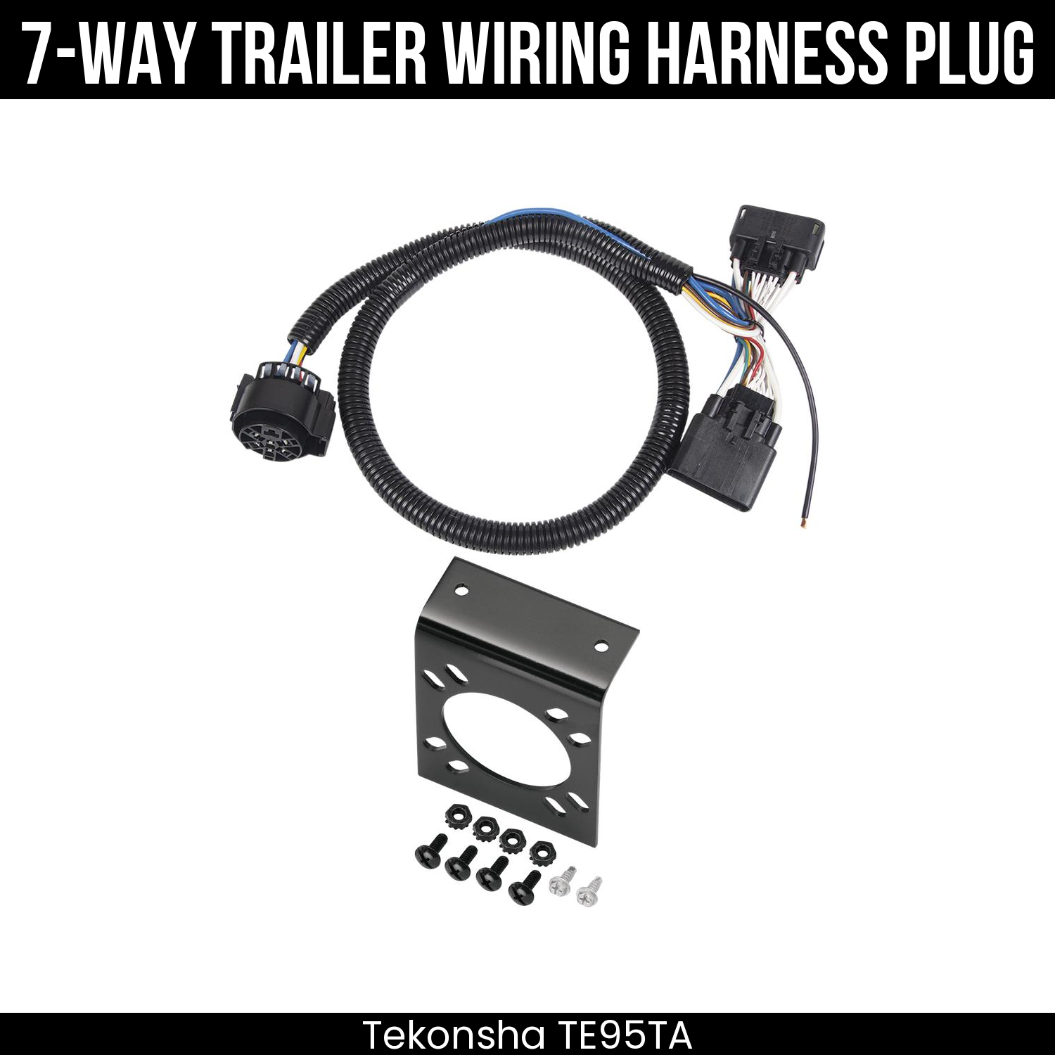 Trailer Wiring 7-Way Plug w/ Bracket