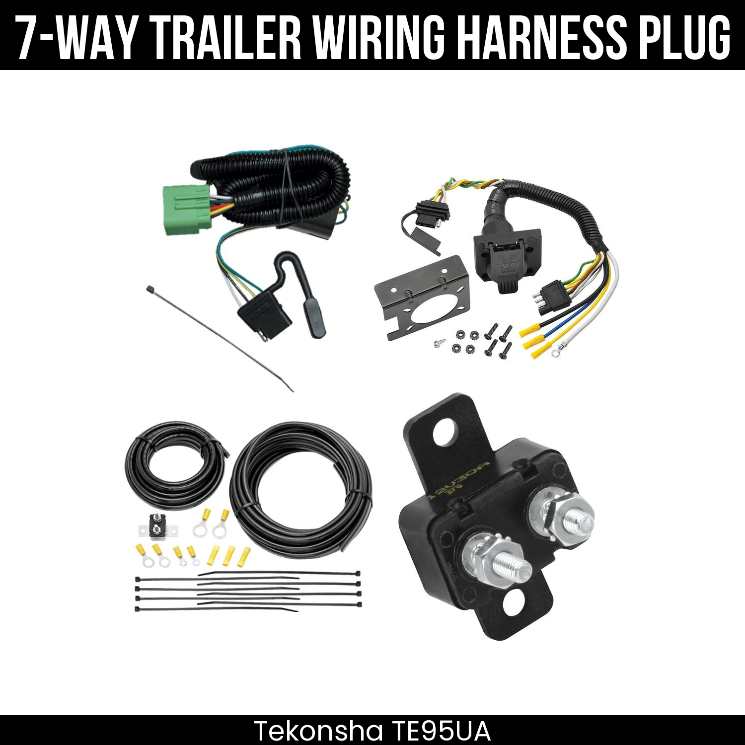 Trailer Wiring 7-Way Plug w/ Bracket