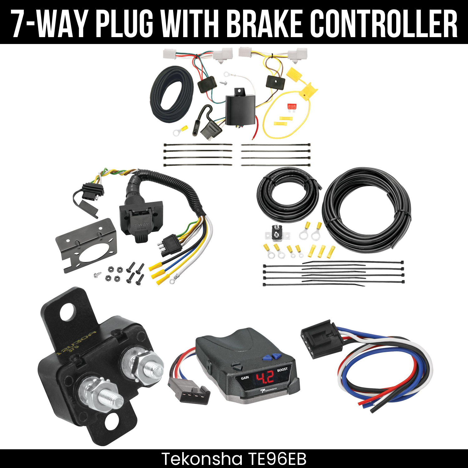 Trailer Wiring 7-Way Plug w/ Bracket , Tekonsha Brake EVN Control
