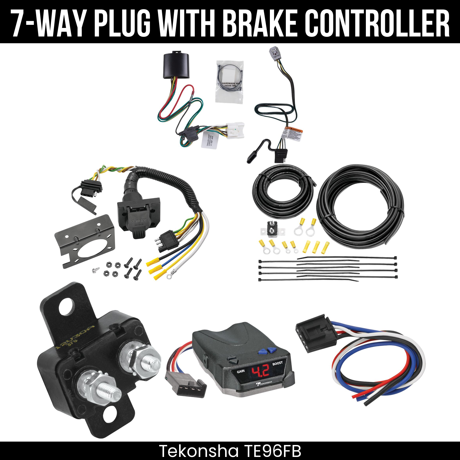 Trailer Wiring 7-Way Plug w/ Bracket , Tekonsha Brake EVN Control