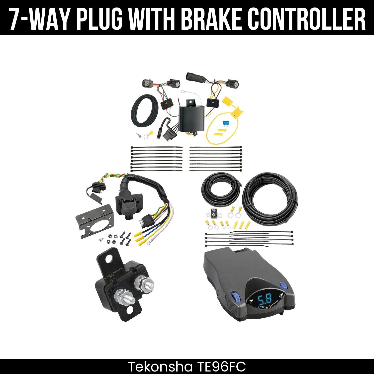 Trailer Wiring 7-Way Plug w/ Bracket , Tekonsha Prodigy P2 Brake Control