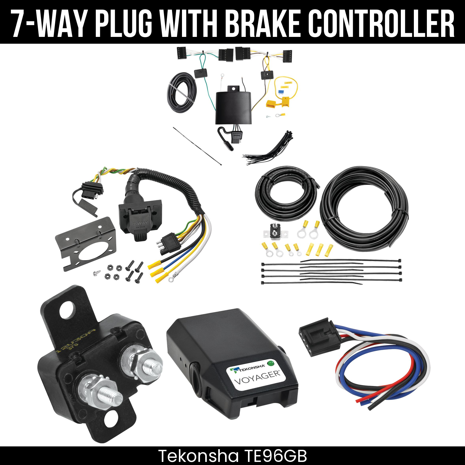Trailer Wiring 7-Way Plug w/ Bracket , Tekonsha Voyager Brake Control