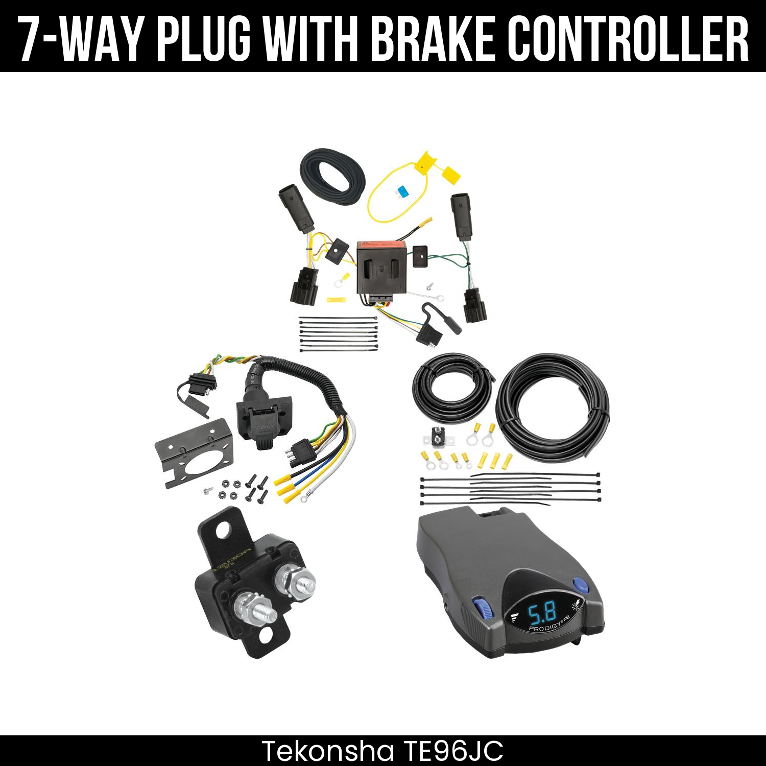 Trailer Wiring 7-Way Plug w/ Bracket , Tekonsha Prodigy P2 Brake Control