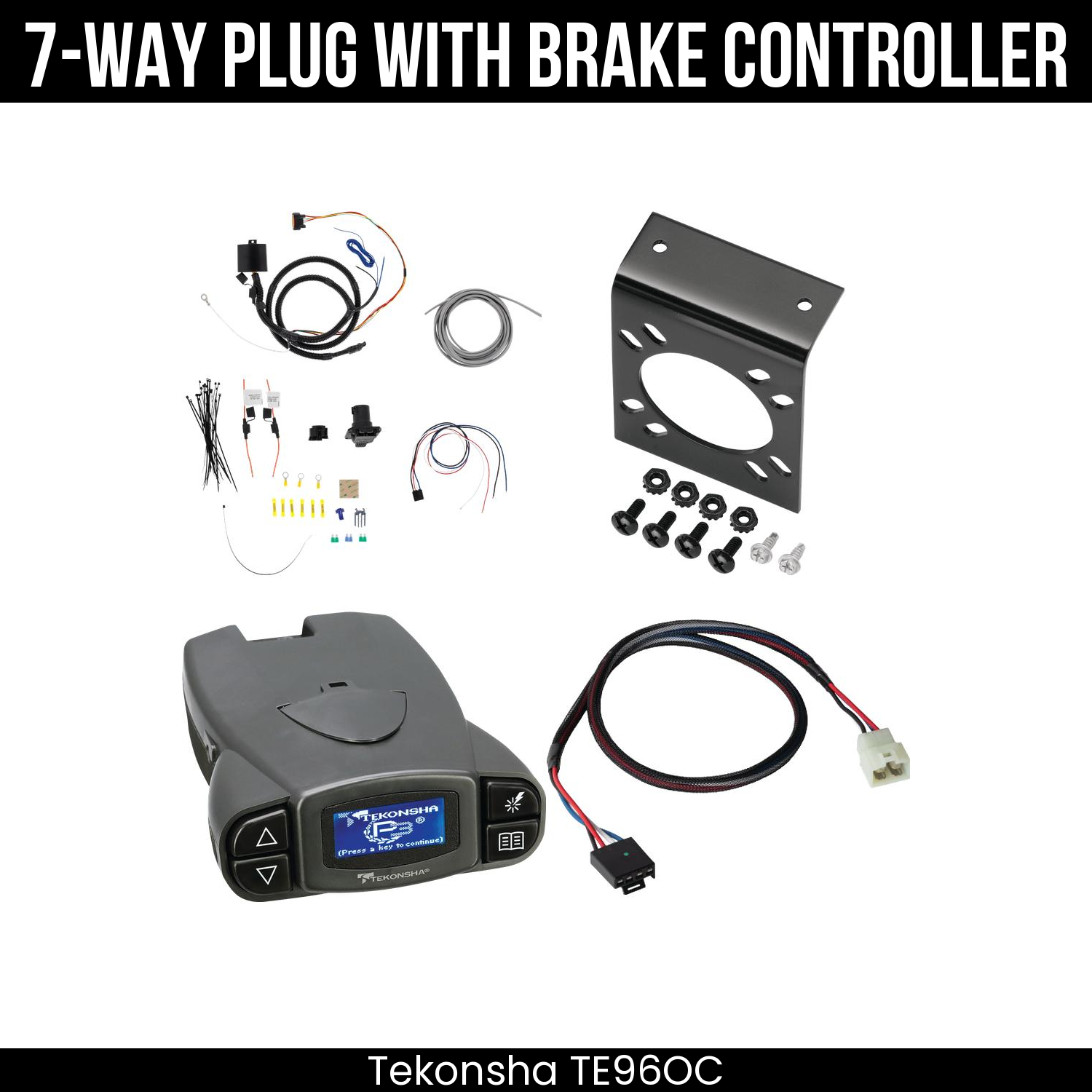 Trailer Wiring 7-Way Plug w/ Bracket , Tekonsha Prodigy P3 Brake Control