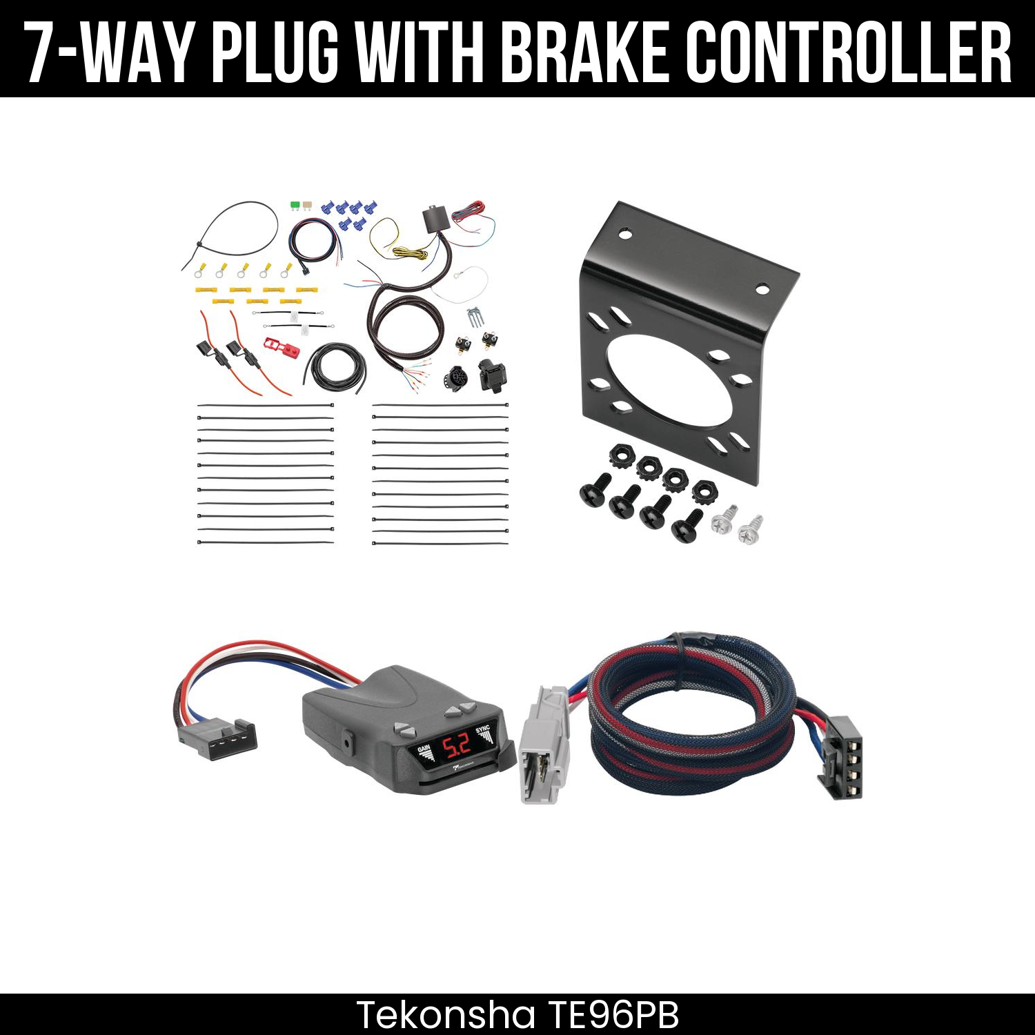Trailer Wiring 7-Way Plug w/ Bracket , Tekonsha Brakeman IV Brake Control