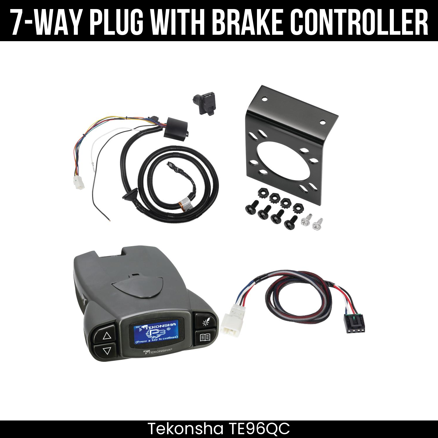 Trailer Wiring 7-Way Plug w/ Bracket , Tekonsha Prodigy P3 Brake Control