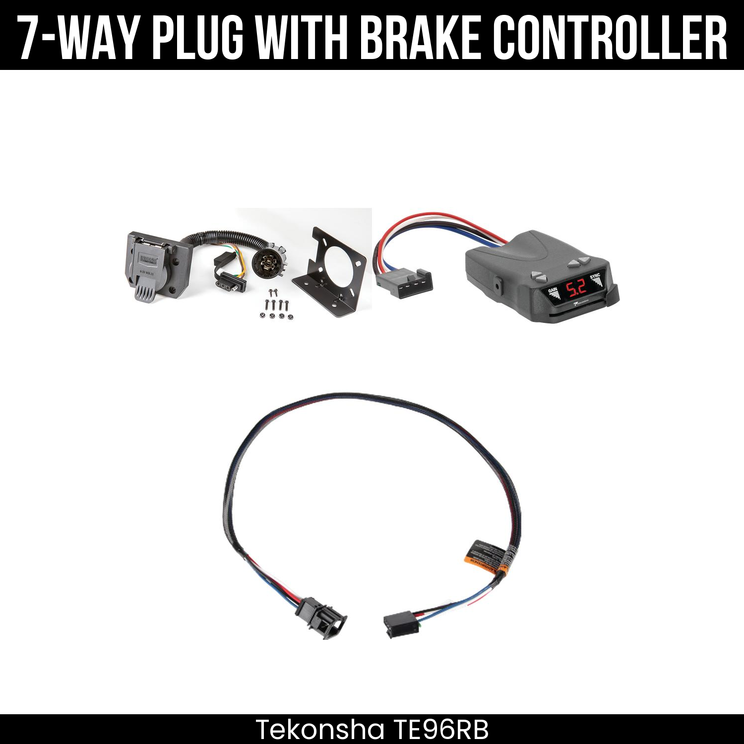 Trailer Wiring 7-Way Plug w/ Bracket , Tekonsha Brakeman IV Brake Control