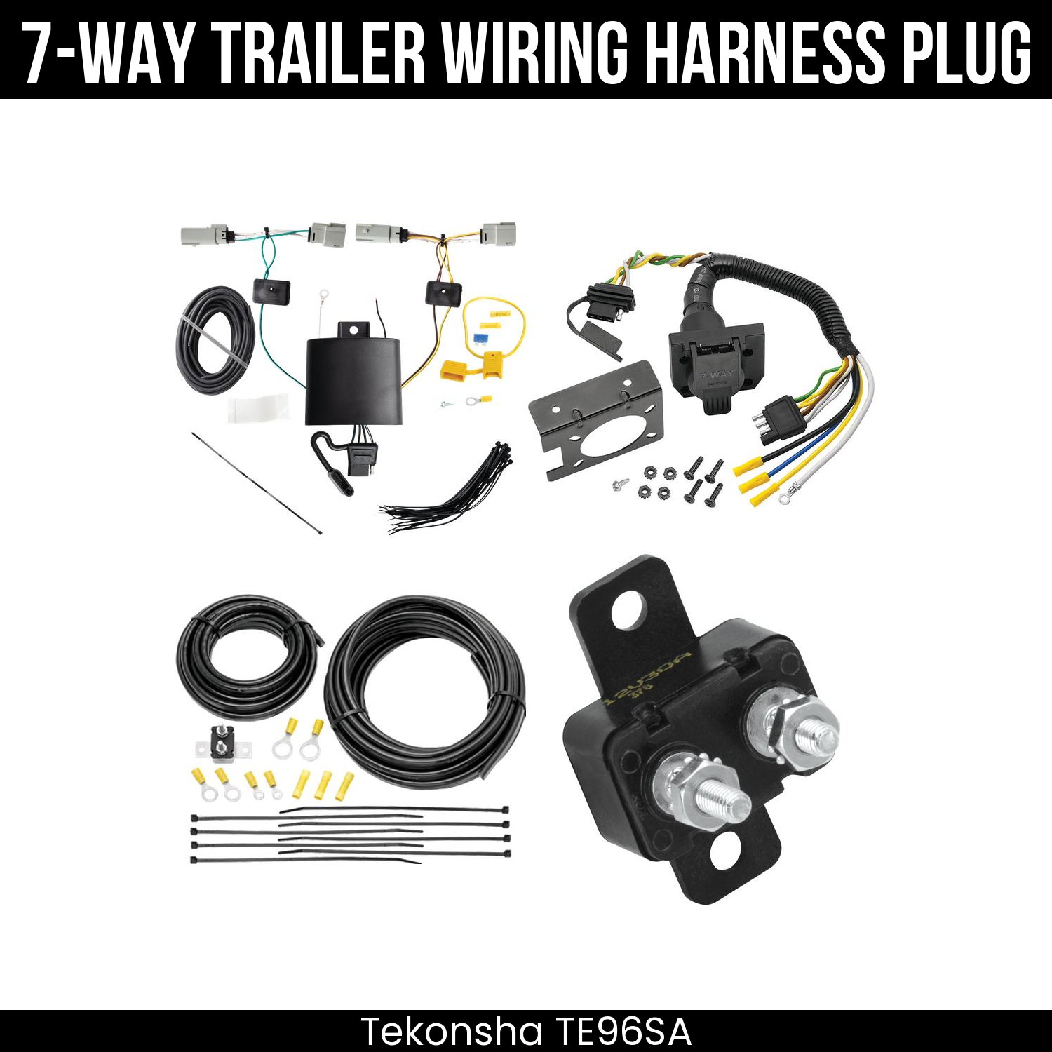 Trailer Wiring 7-Way Plug w/ Bracket