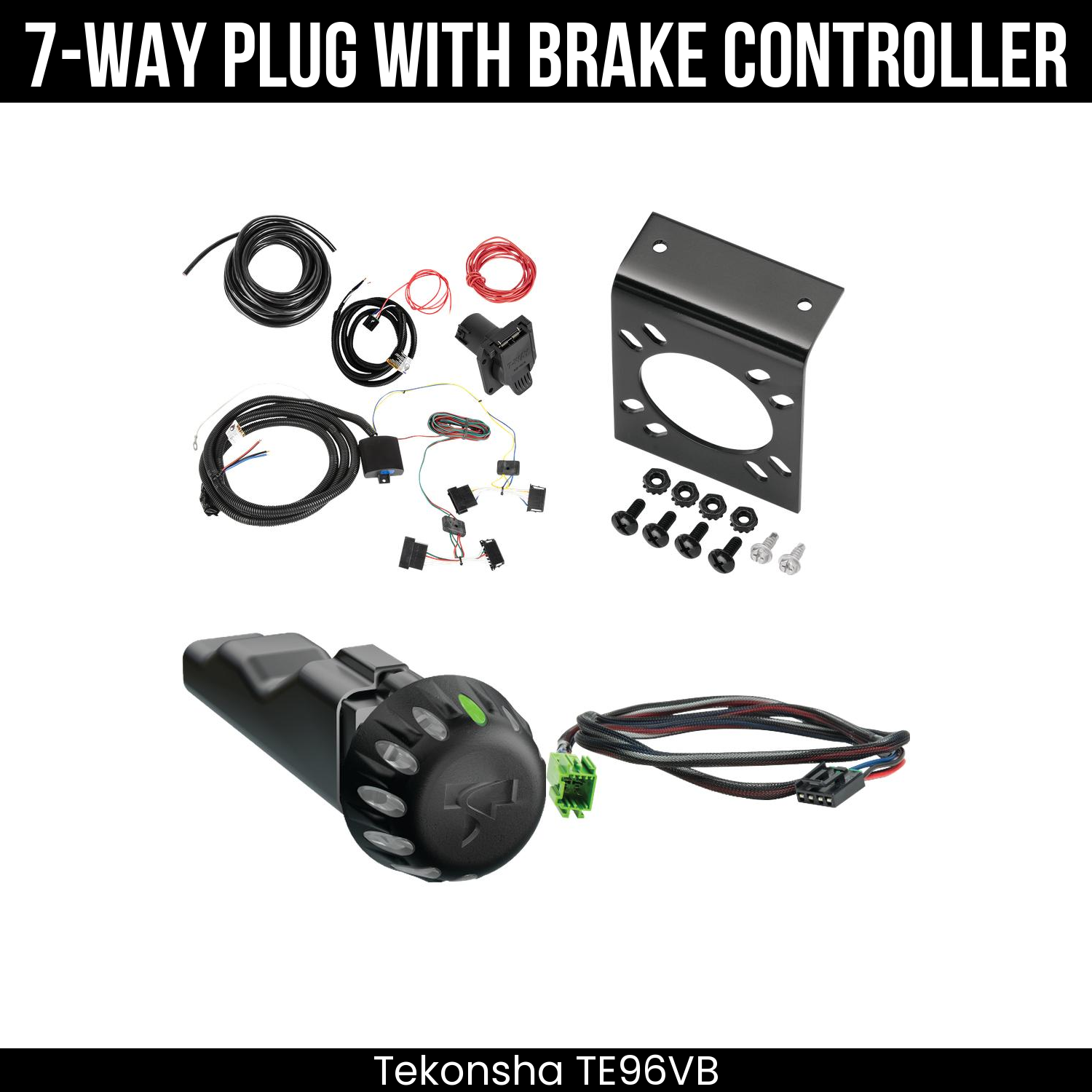 Trailer Wiring 7-Way Plug w/ Bracket , Tekonsha Voyager iD Smart Brake Control