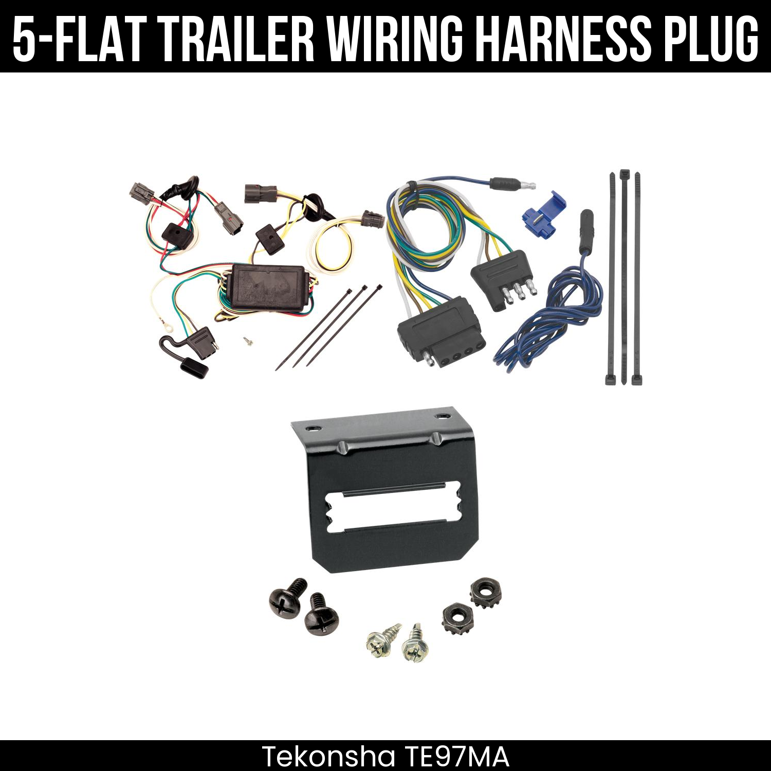 Trailer Wiring 5-Flat Plug w/ Bracket