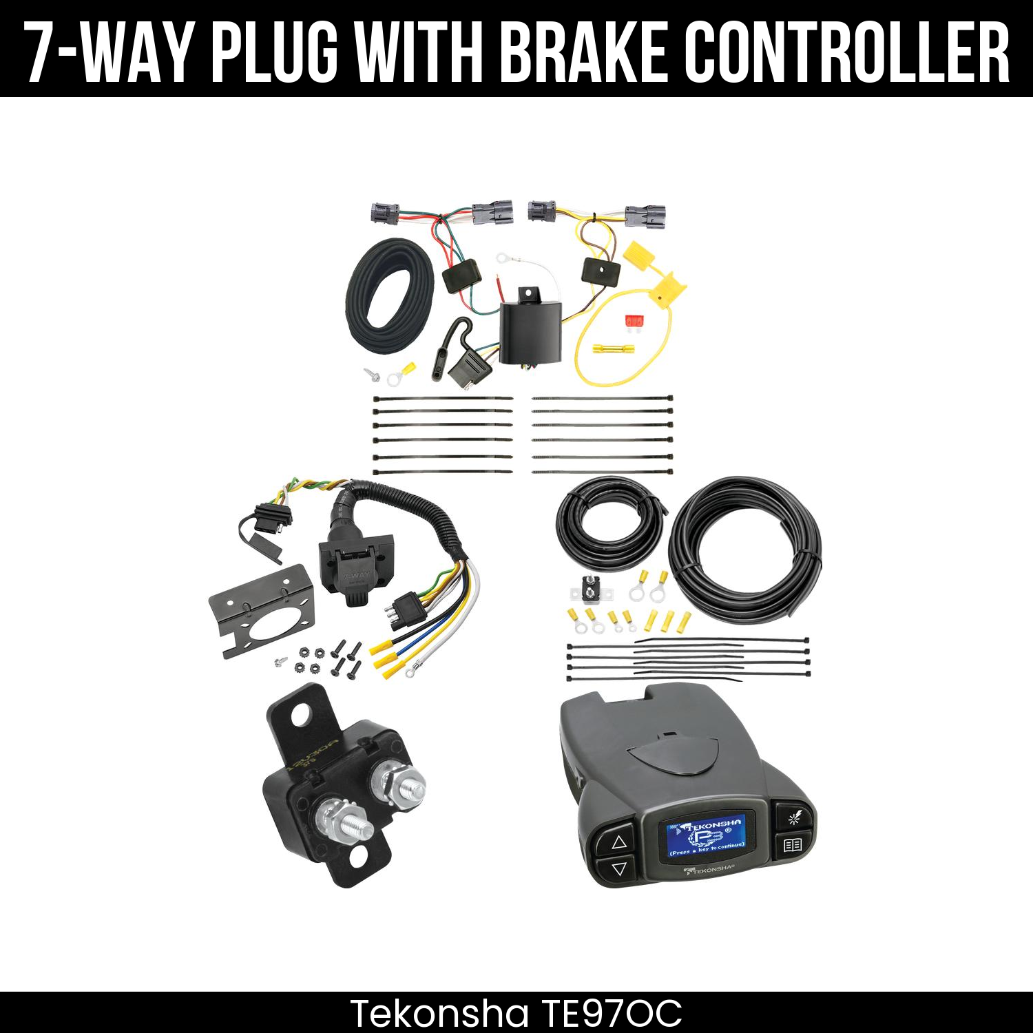 Trailer Wiring 7-Way Plug w/ Bracket , Tekonsha Prodigy P3 Brake Control