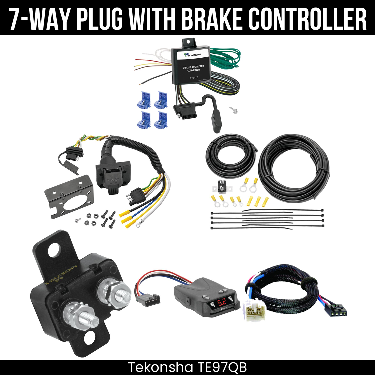 Trailer Wiring 7-Way Plug w/ Bracket , Tekonsha Brakeman IV Brake Control